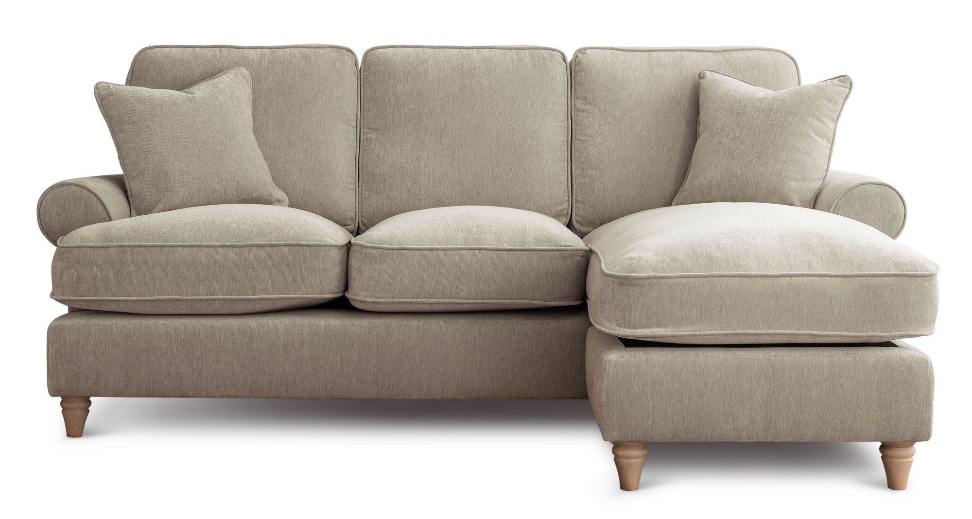 Marigot Putty Fabric Chaise Corner Sofa - RHF