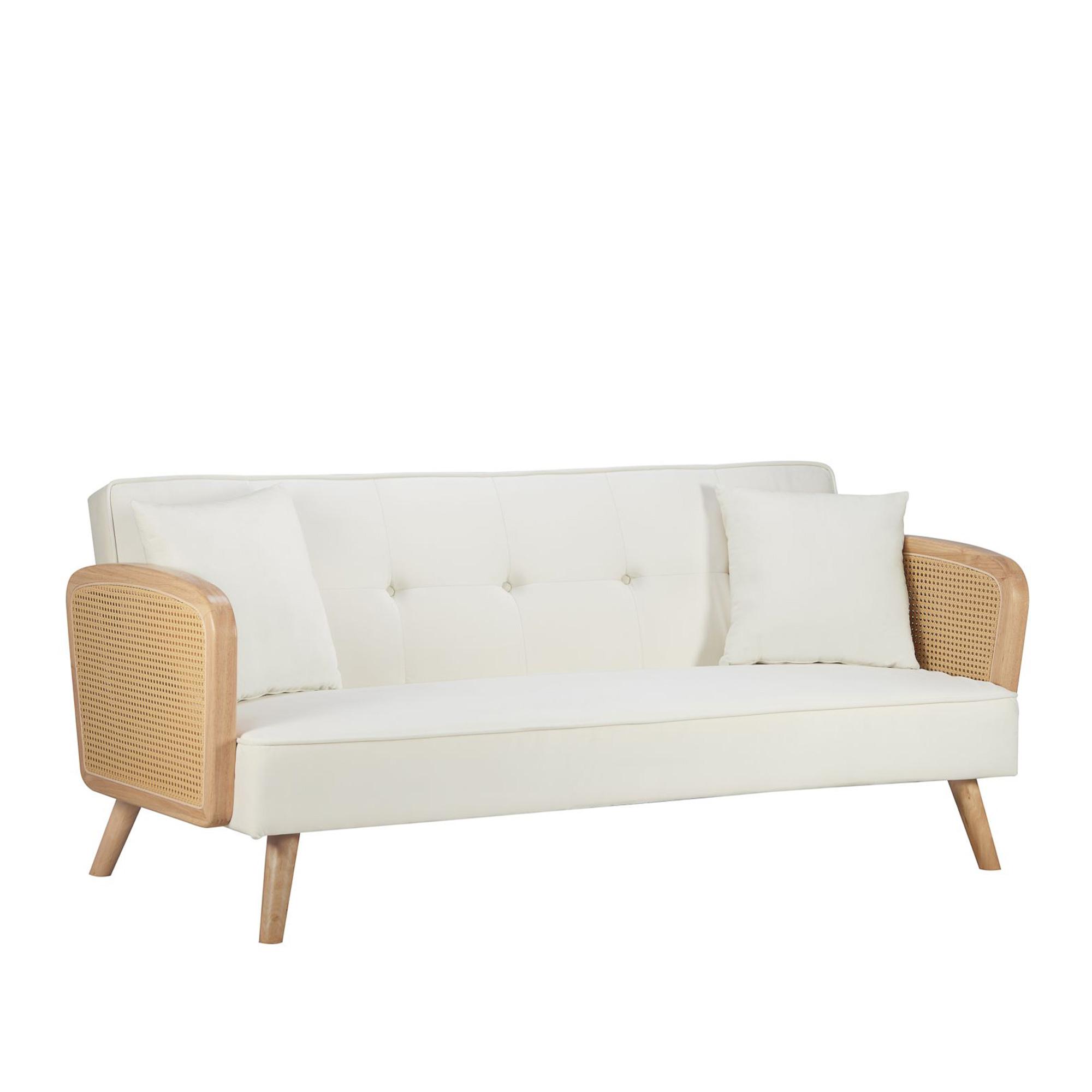 Mila Sofa Bed - 3 Seater - White Fabric