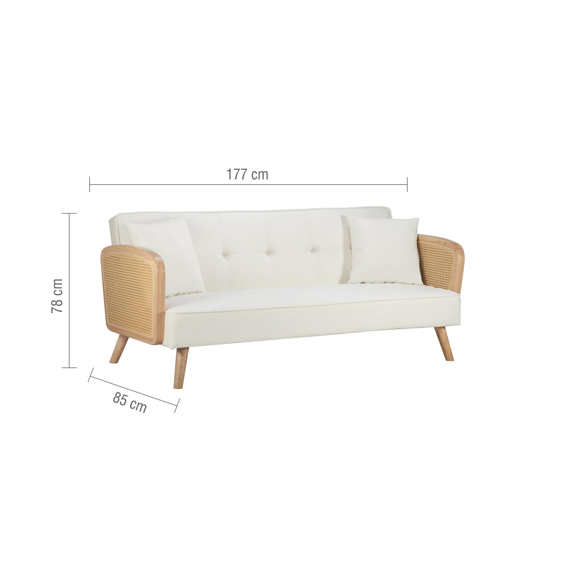 Mila Sofa Bed - 3 Seater - White Fabric