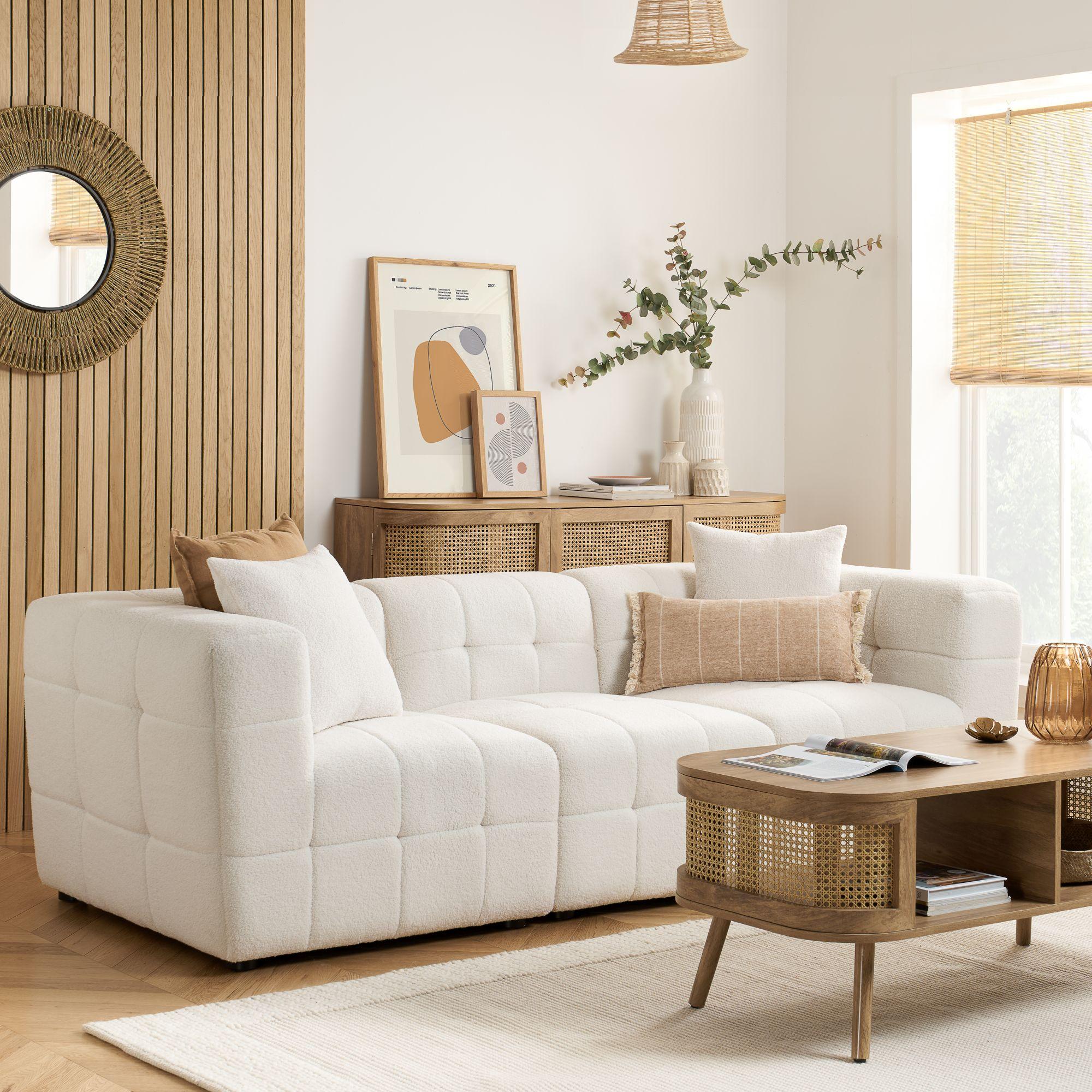 Milo Sofa - 3 Seater - White Boucle Fabric