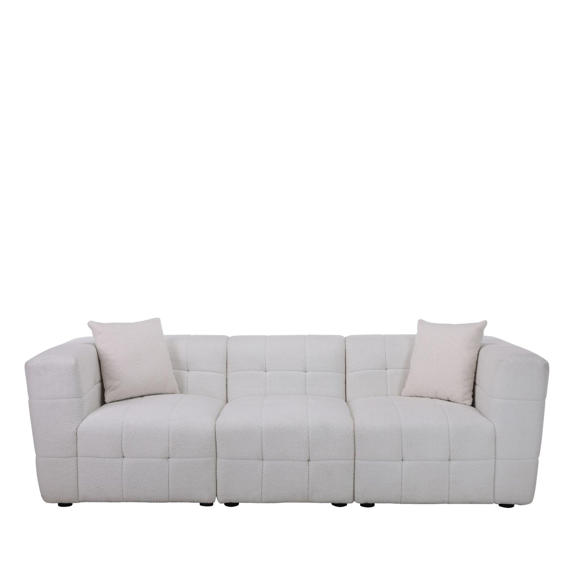 Milo Sofa - 3 Seater - White Boucle Fabric
