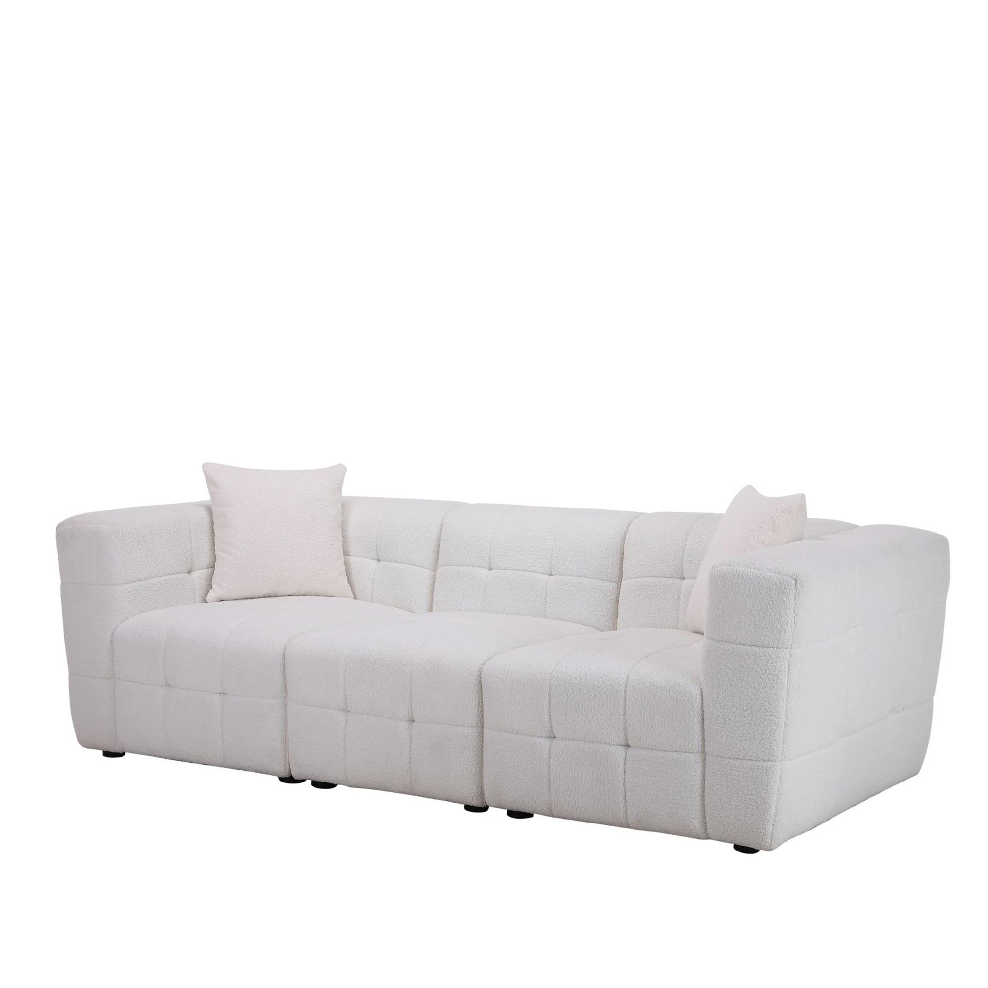 Milo Sofa - 3 Seater - White Boucle Fabric