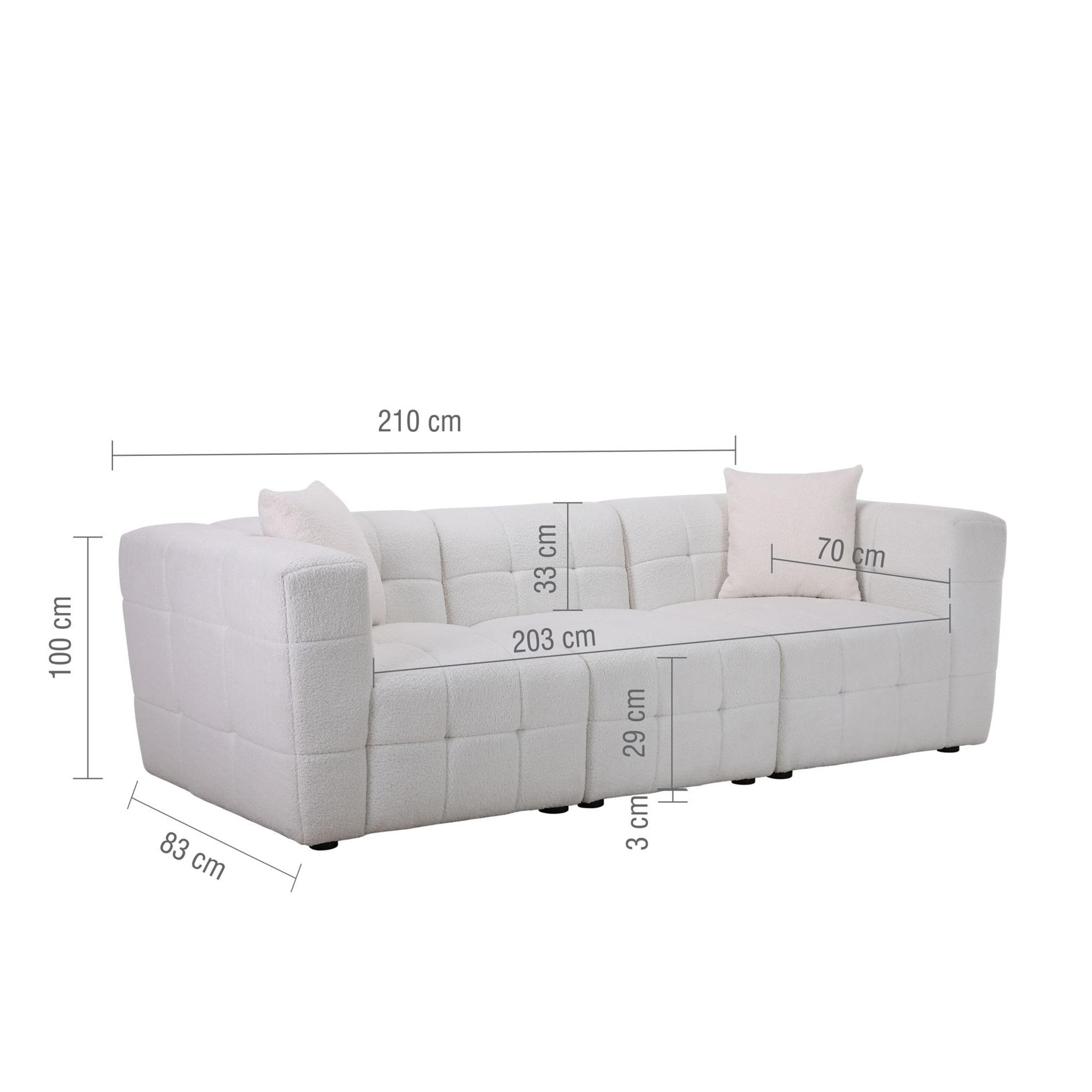 Milo Sofa - 3 Seater - White Boucle Fabric