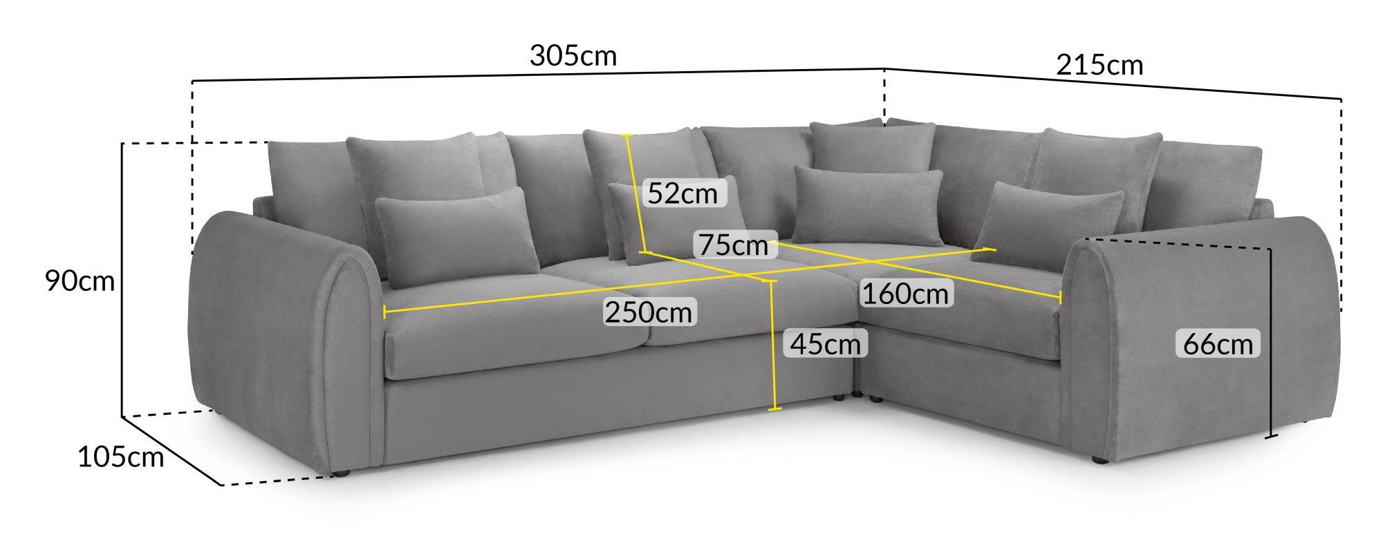 Mirabel Corner Sofa - Grey Fabric - RHF