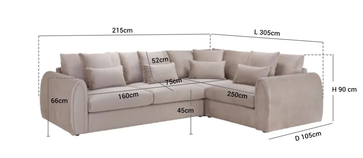 Mirabel Corner Sofa - Mocha Fabric - LHF