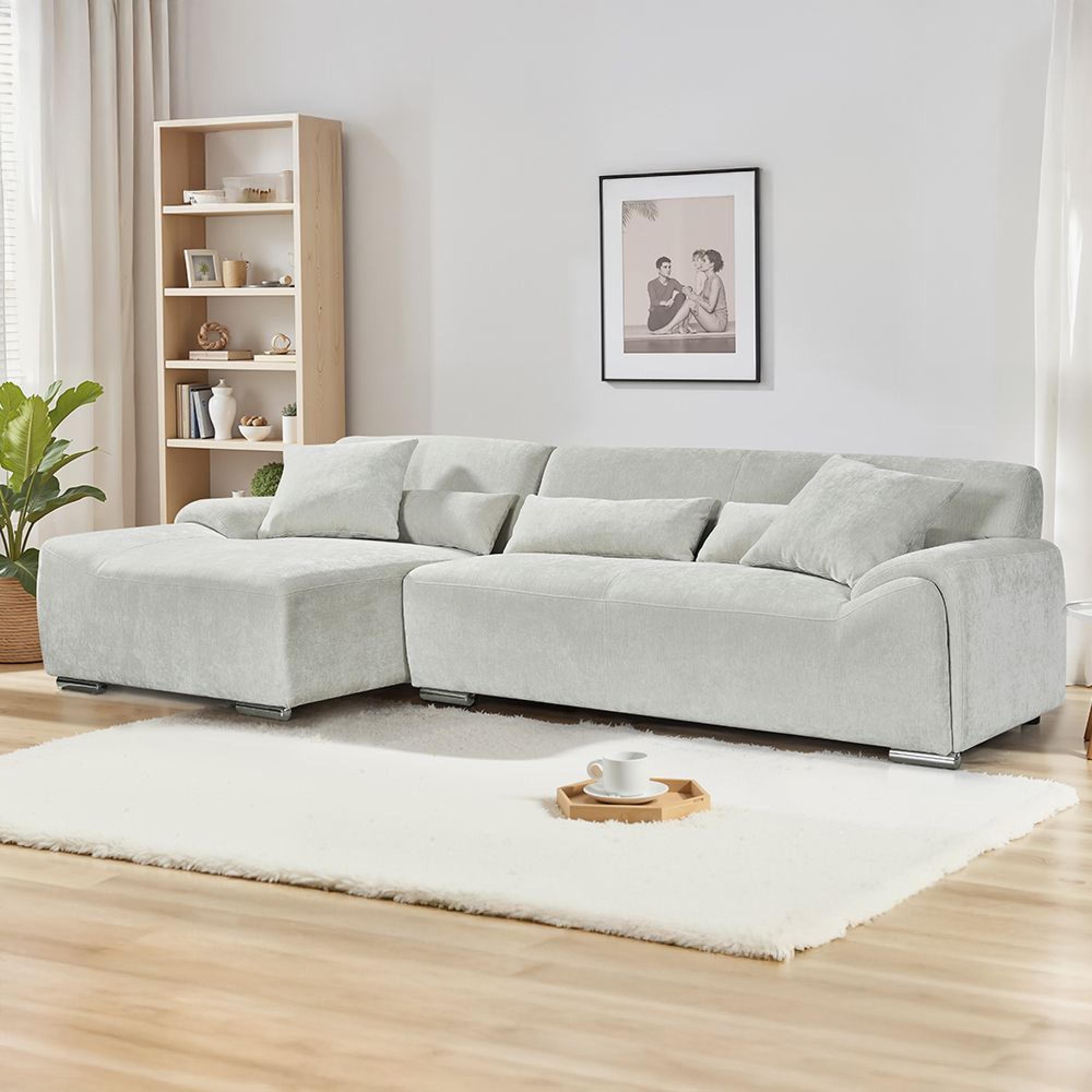Modena Corner Sofa - Beige Fabric - LHF