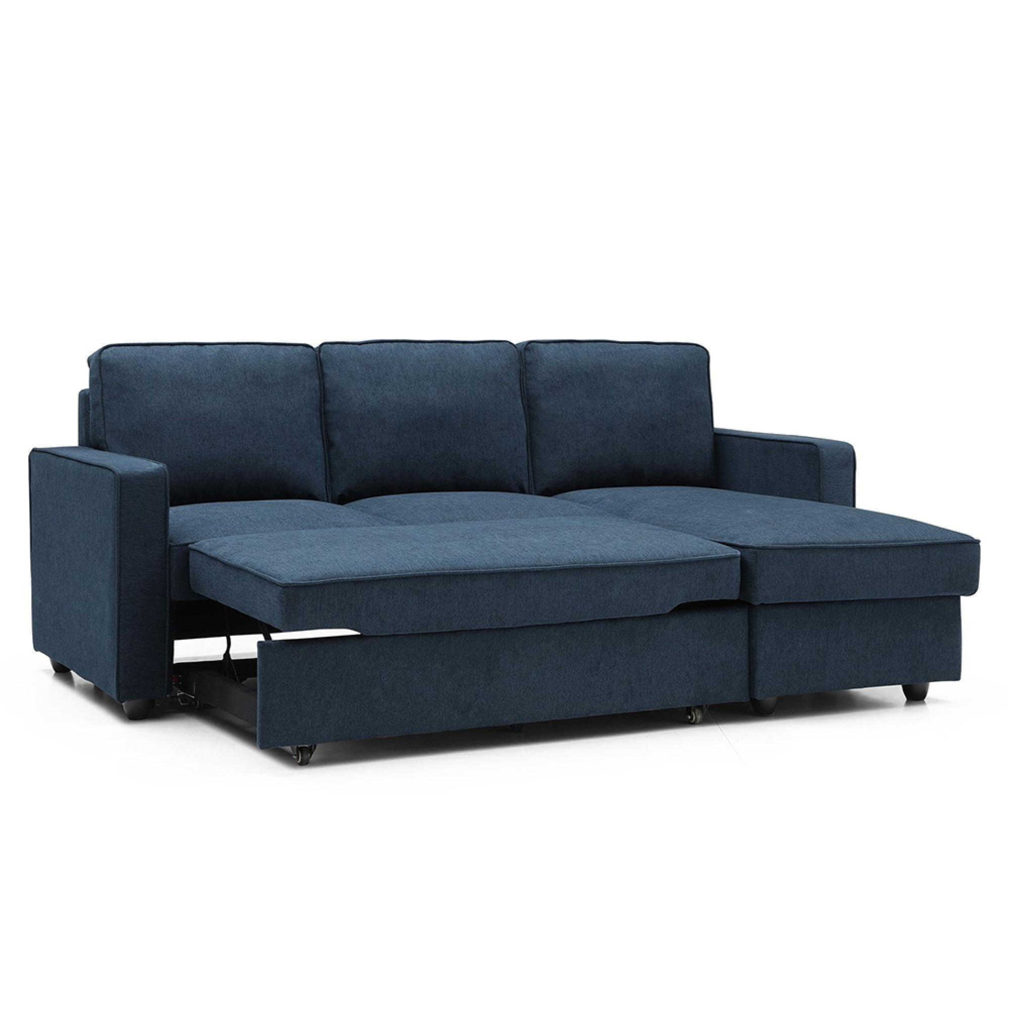 Myles Sofa Bed - Themis Blue Soft Weave Fabric - Corner