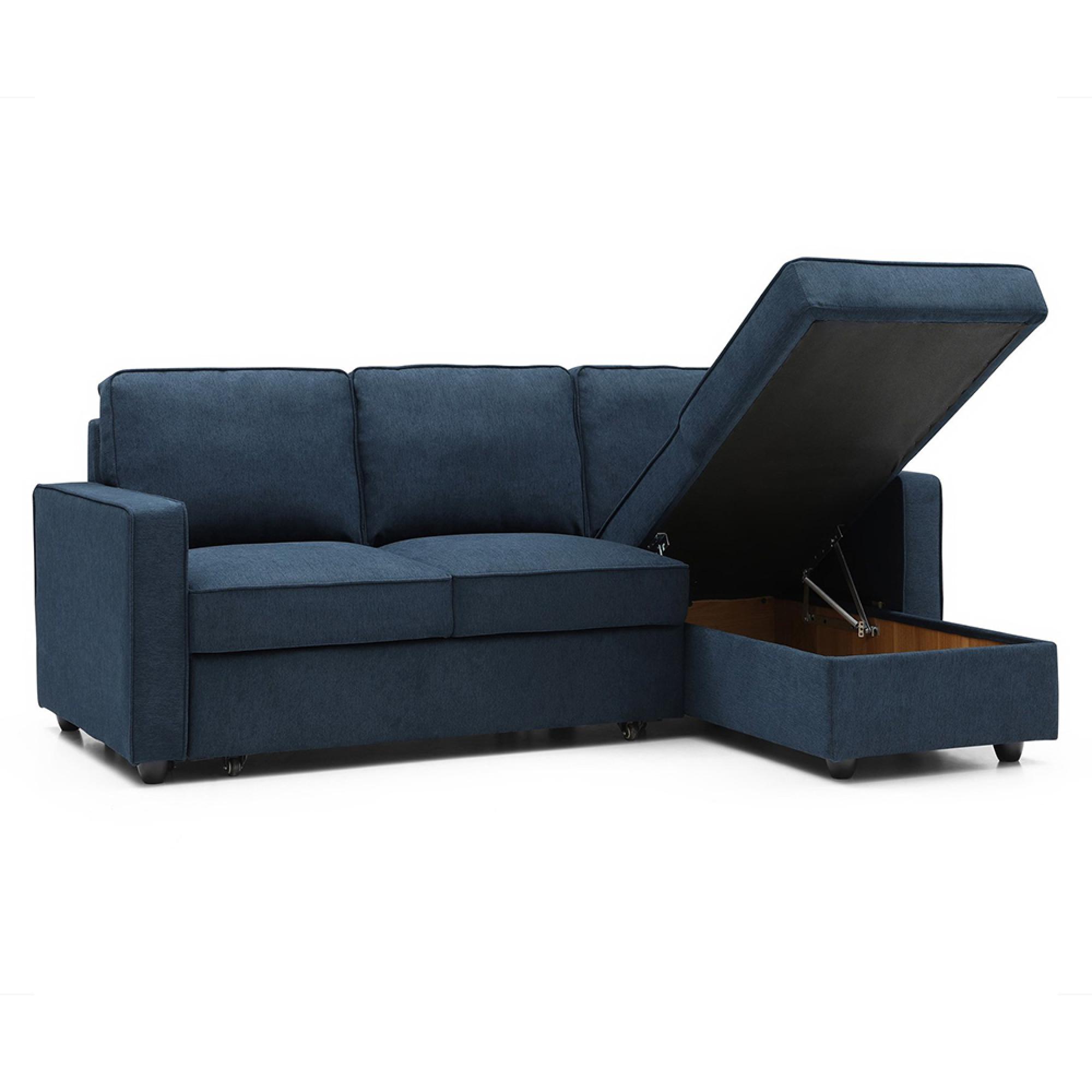 Myles Sofa Bed - Themis Blue Soft Weave Fabric - Corner
