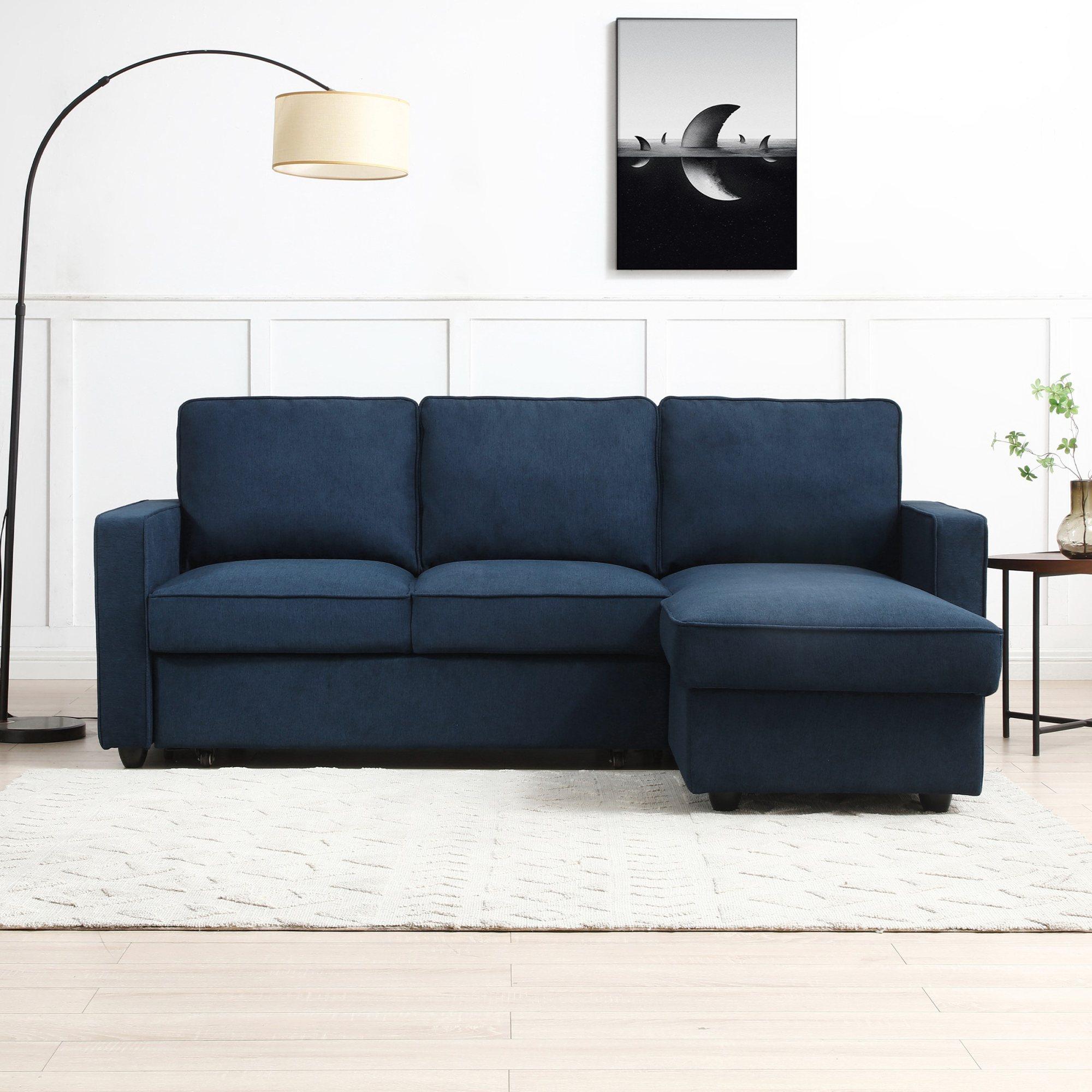Myles Sofa Bed - Themis Blue Soft Weave Fabric - Corner