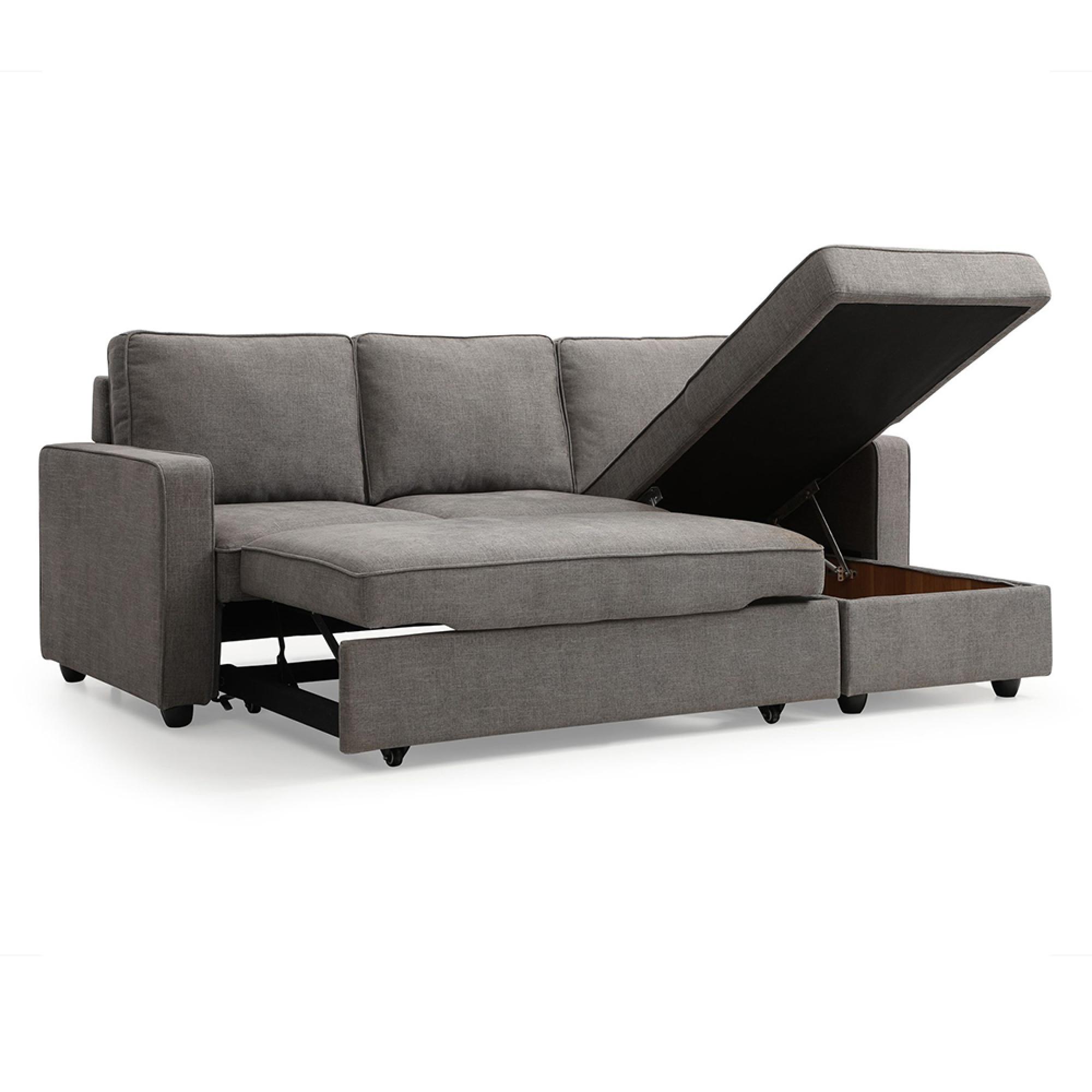 Myles Sofa Bed - Typhon Grey Weave Fabric - Corner