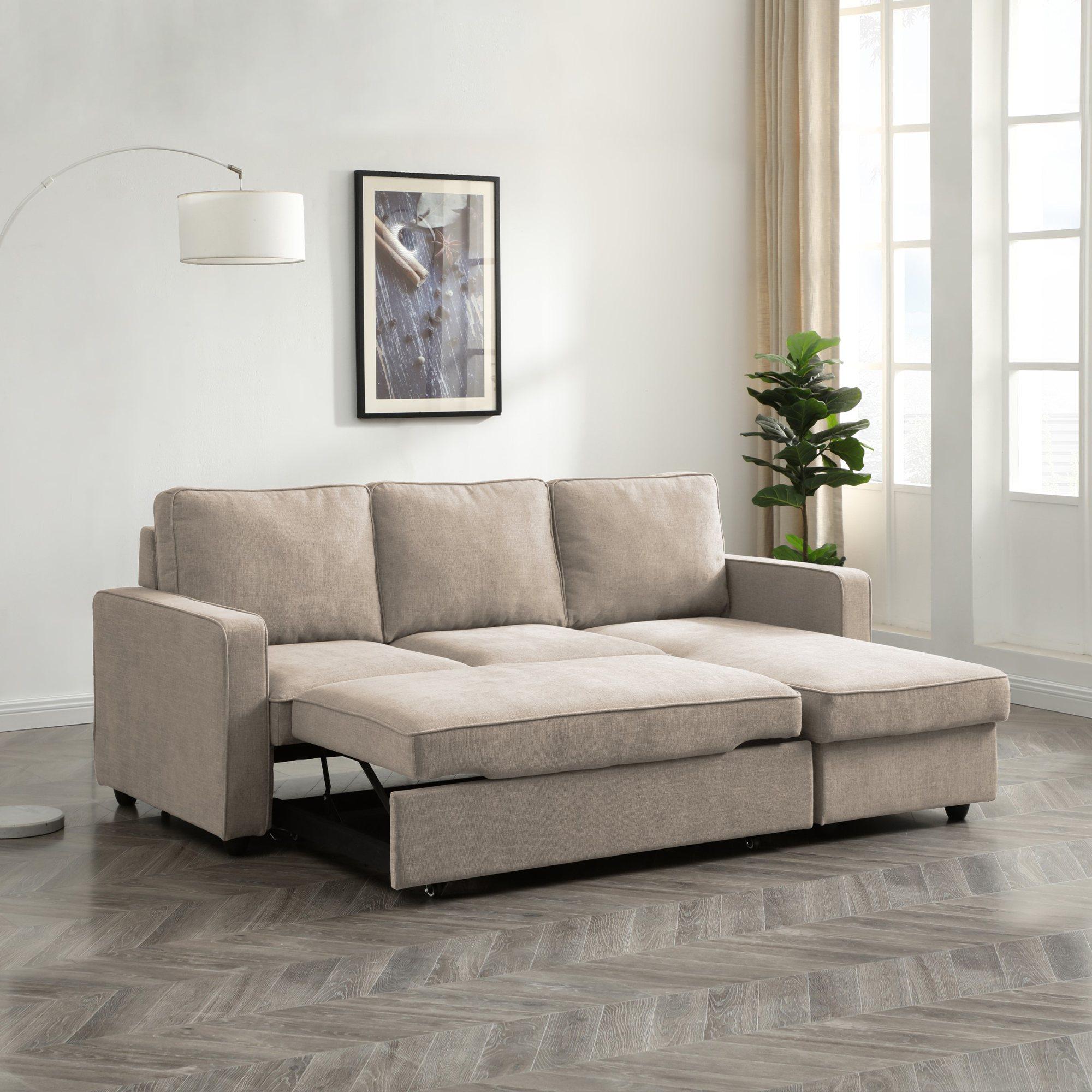 Myles Sofa Bed - Typhon Natural Weave Fabric - Corner
