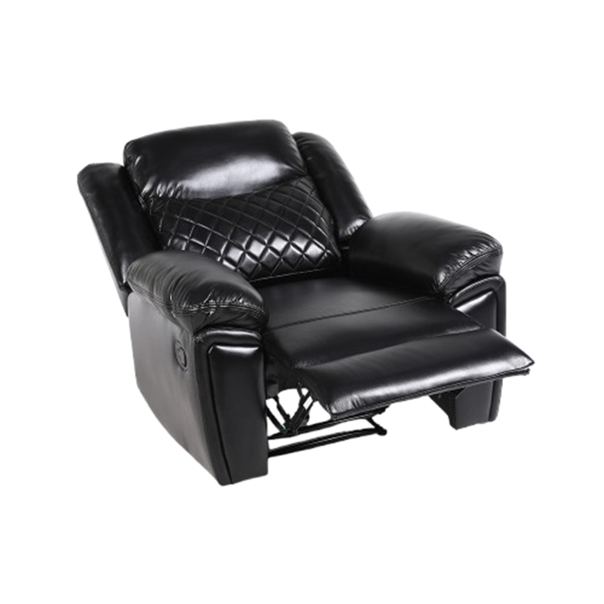Myra Manual Recliner Armchair - Black Faux Leather