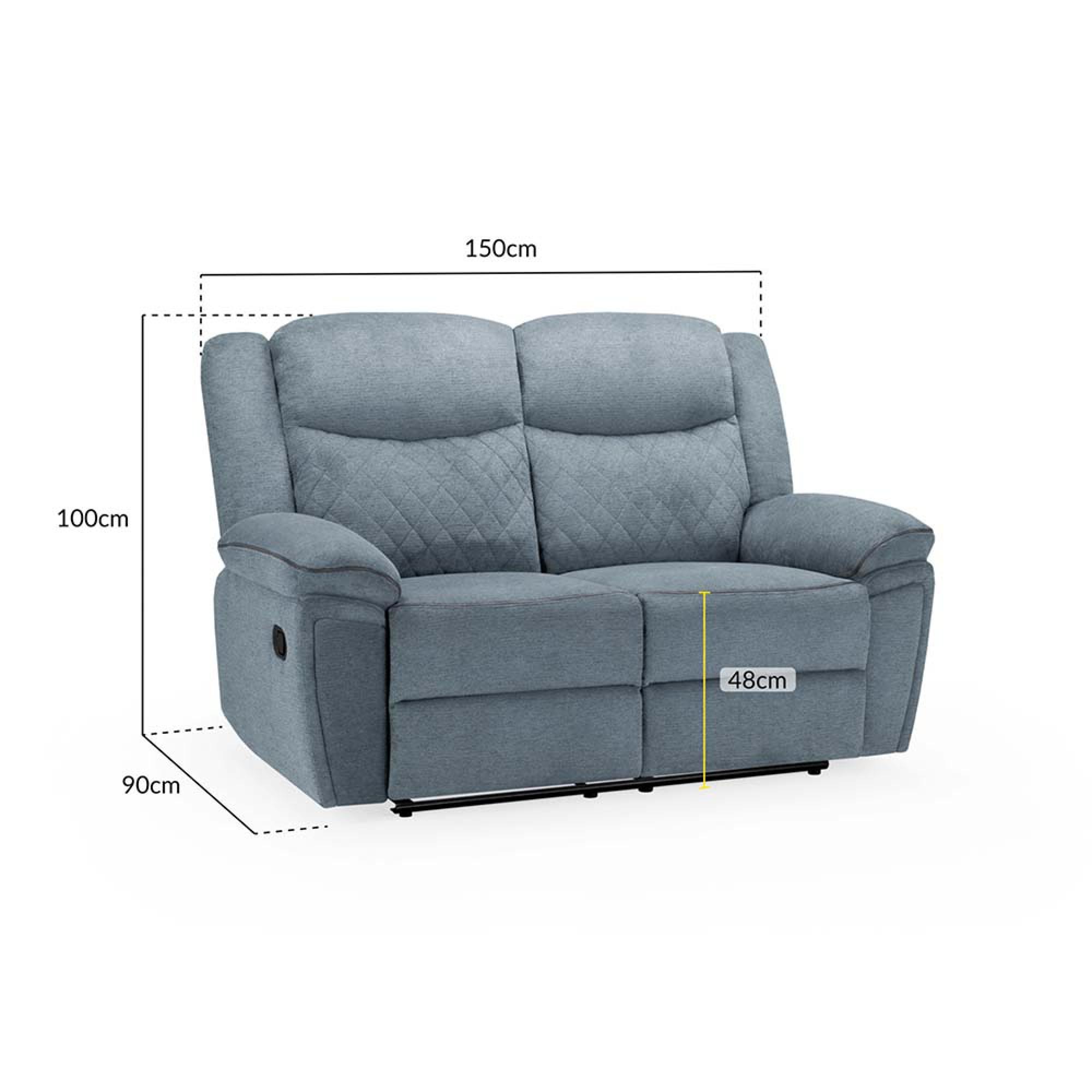 Myra Manual Recliner Sofa - Grey Fabric - 2 Seater