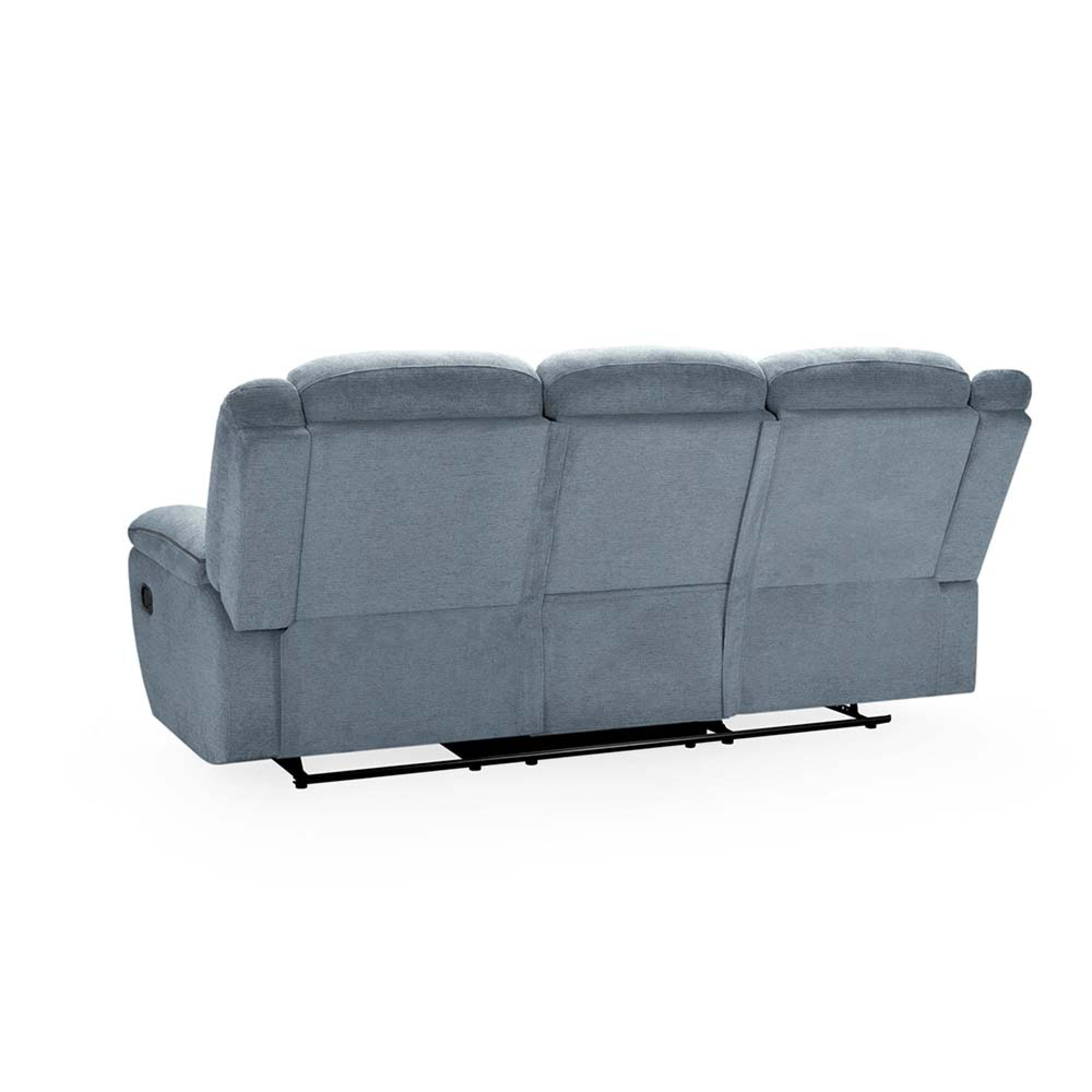 Myra Manual Recliner Sofa - Grey Fabric - 3 Seater