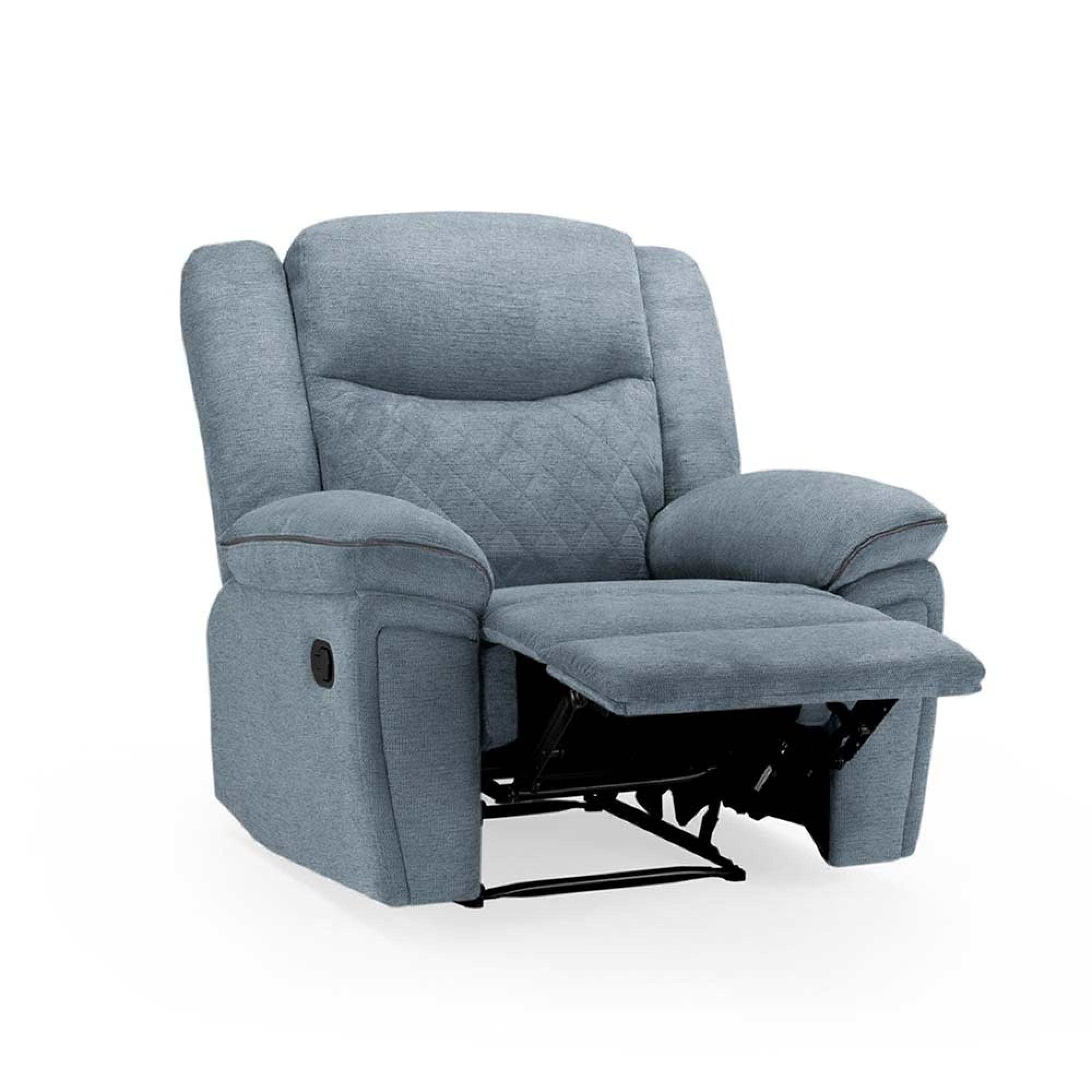 Myra Manual Recliner Armchair - Grey Fabric