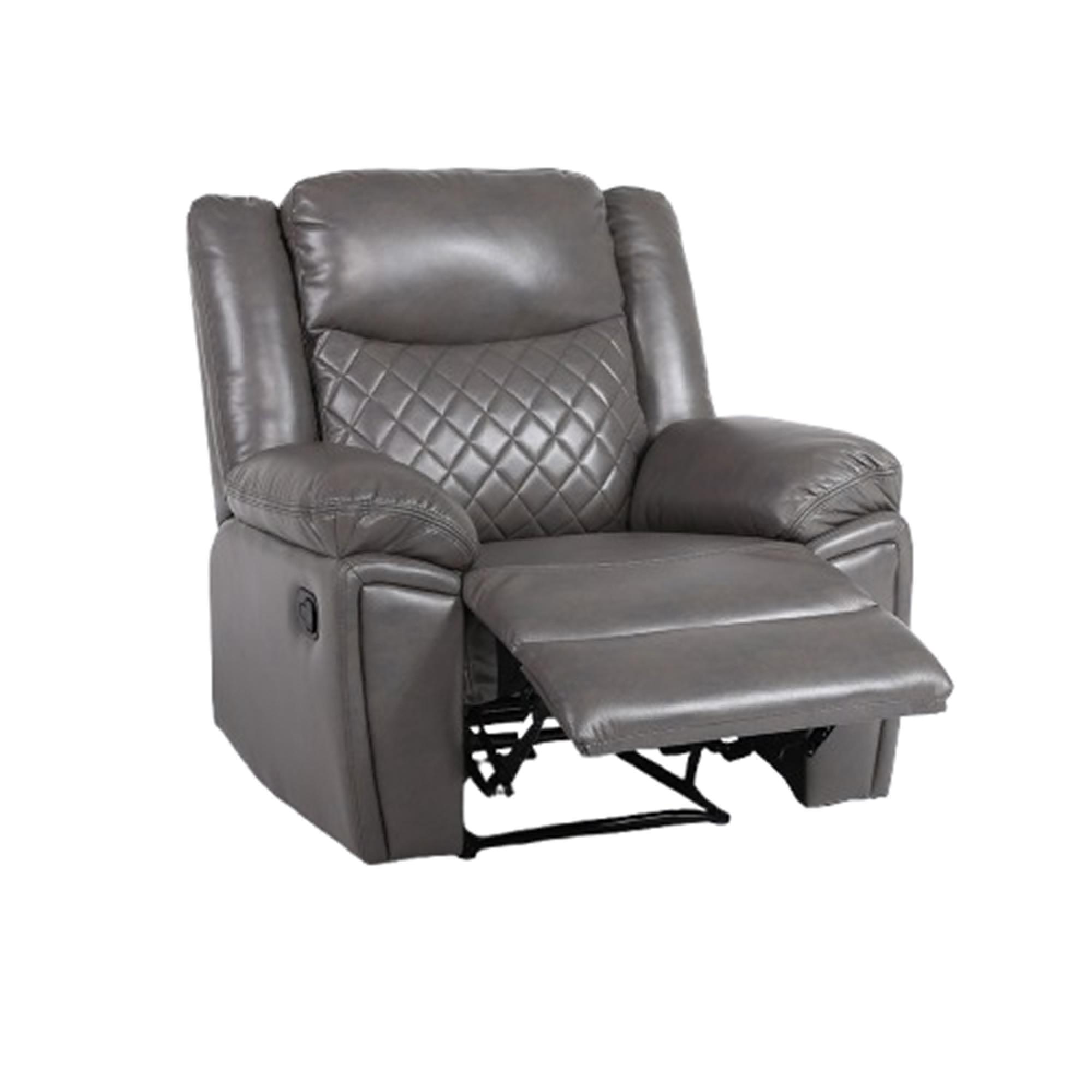 Myra Manual Recliner Armchair - Grey Faux Leather