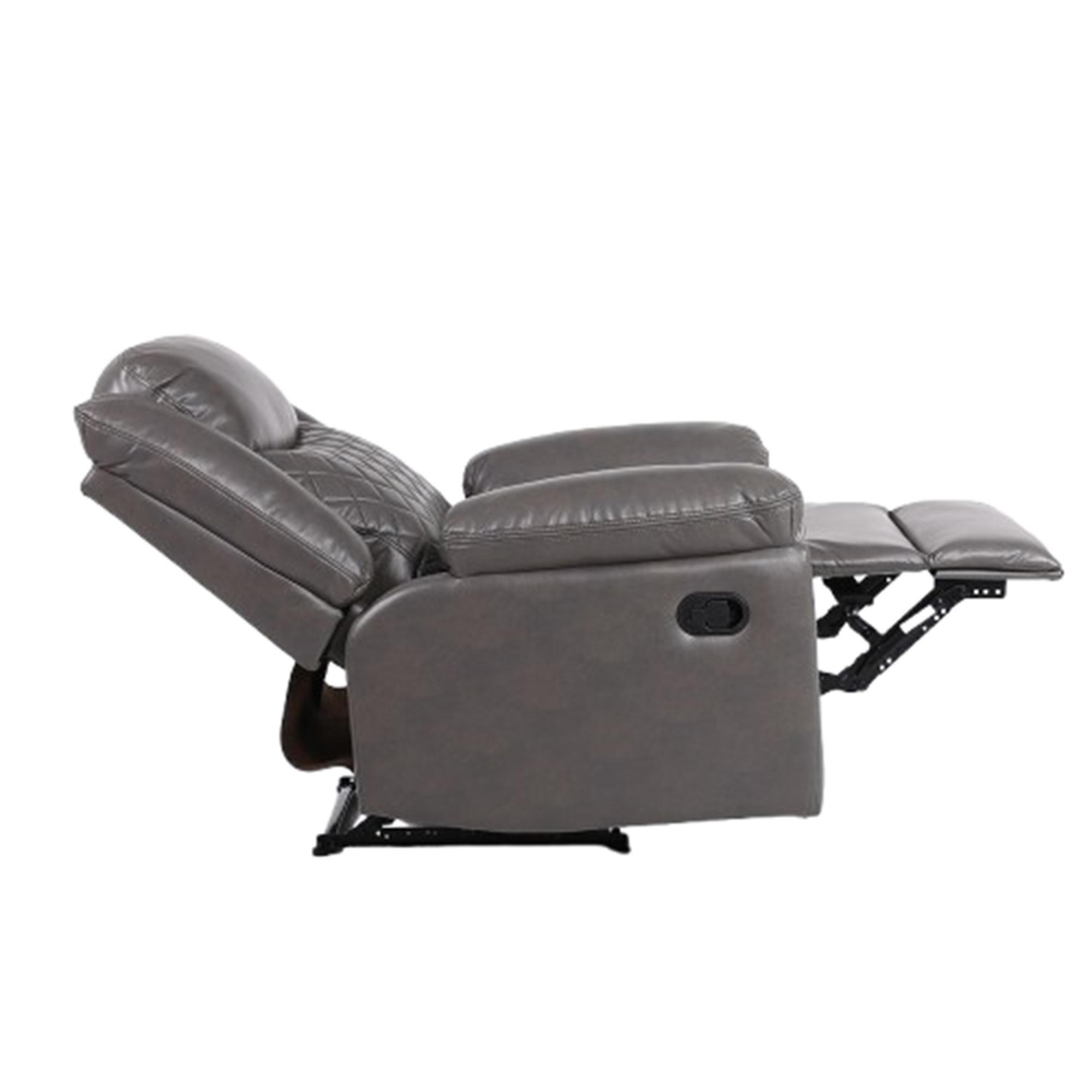 Myra Manual Recliner Armchair - Grey Faux Leather