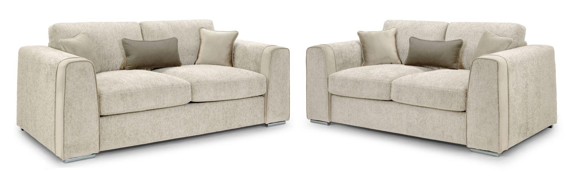 Naples Sofa Set - Beige Fabric - 3+2 Seater