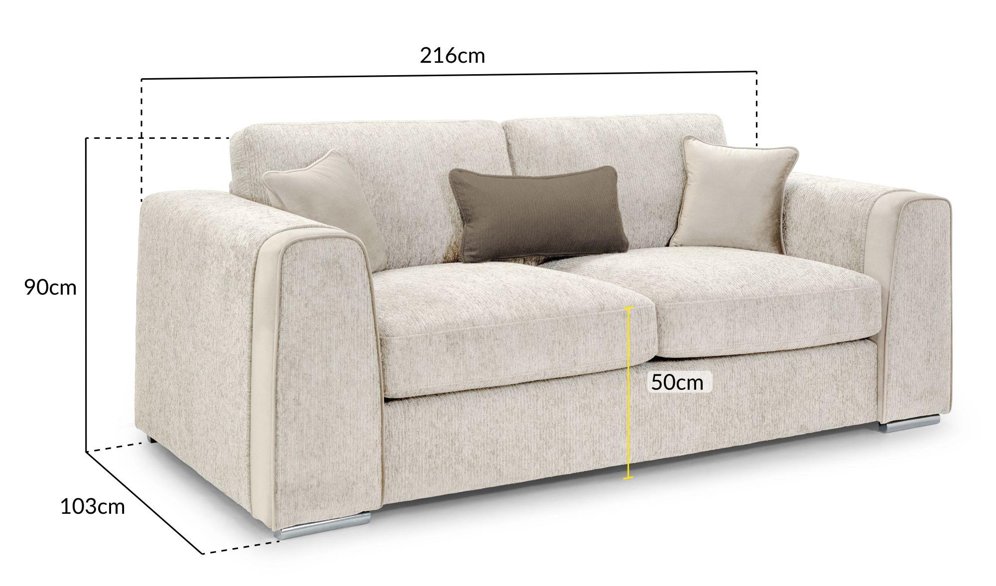 Naples Sofa - Beige Fabric - 3 Seater