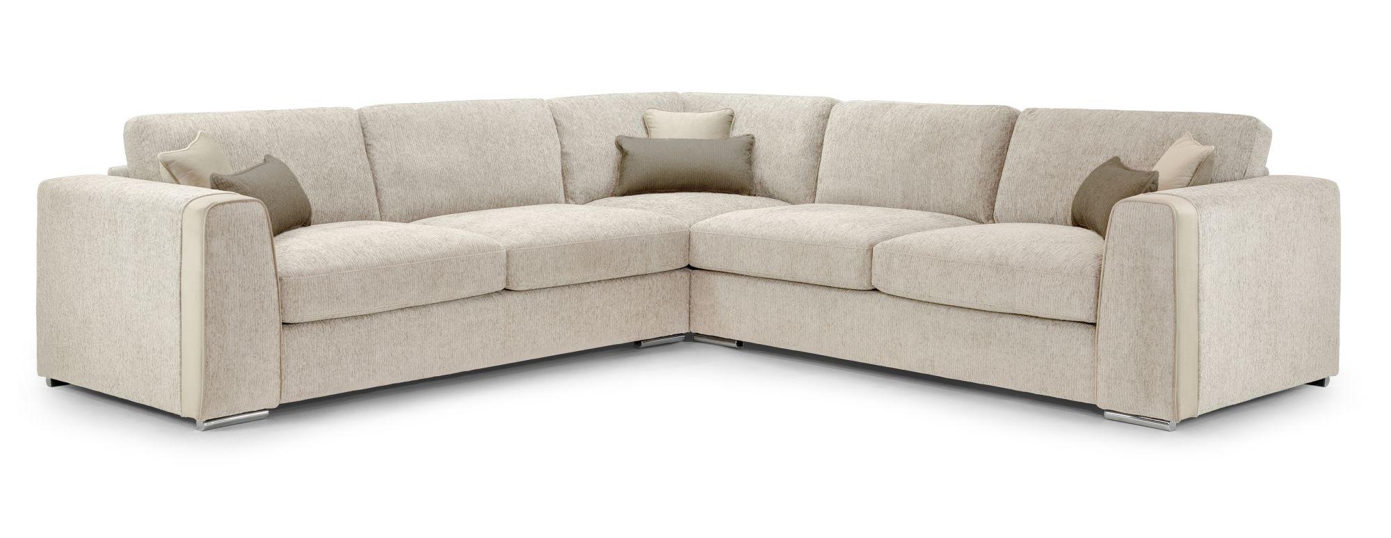 Naples Large Corner Sofa - Beige Fabric
