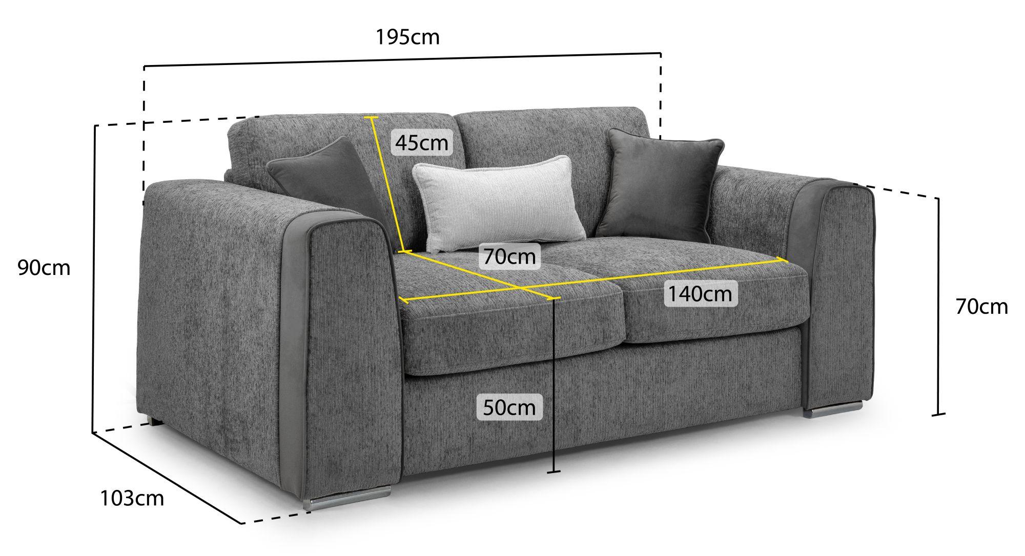Naples Sofa - Grey Fabric - 2 Seater