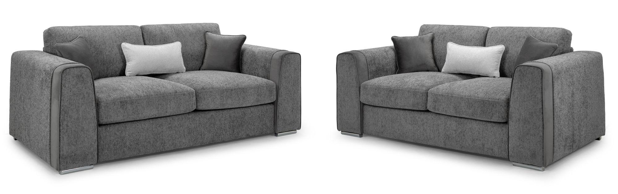 Naples Sofa Set - Grey Fabric - 3+2 Seater