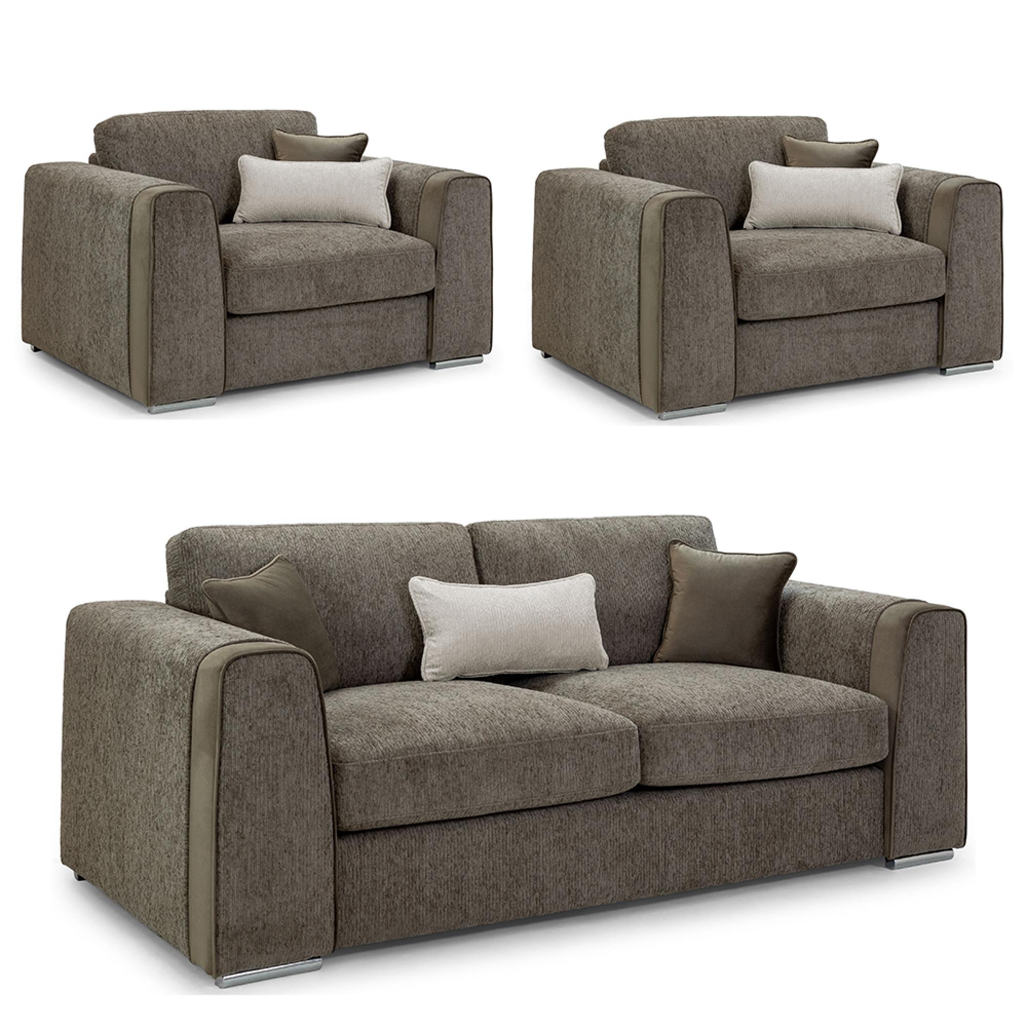 Naples Sofa Set - Mocha Fabric - 3+1+1 Seater