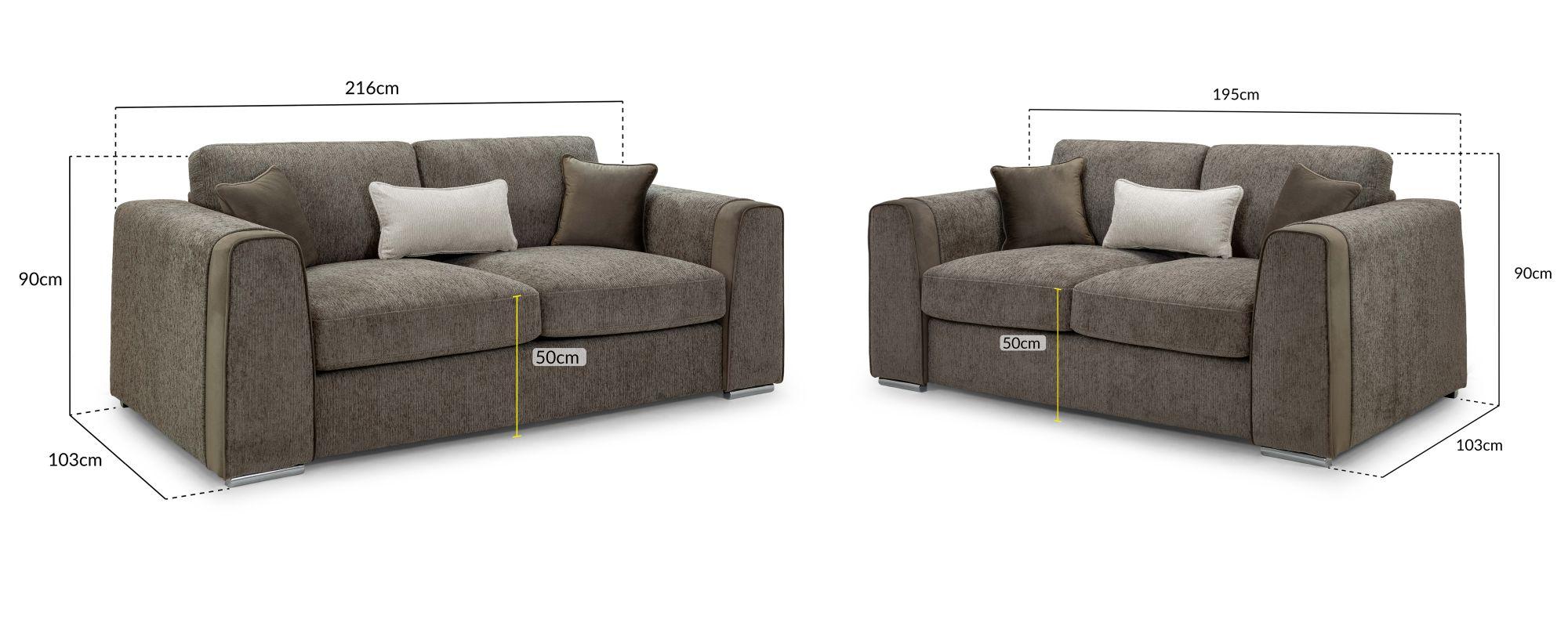 Naples Sofa Set - Mocha Fabric - 3+2 Seater