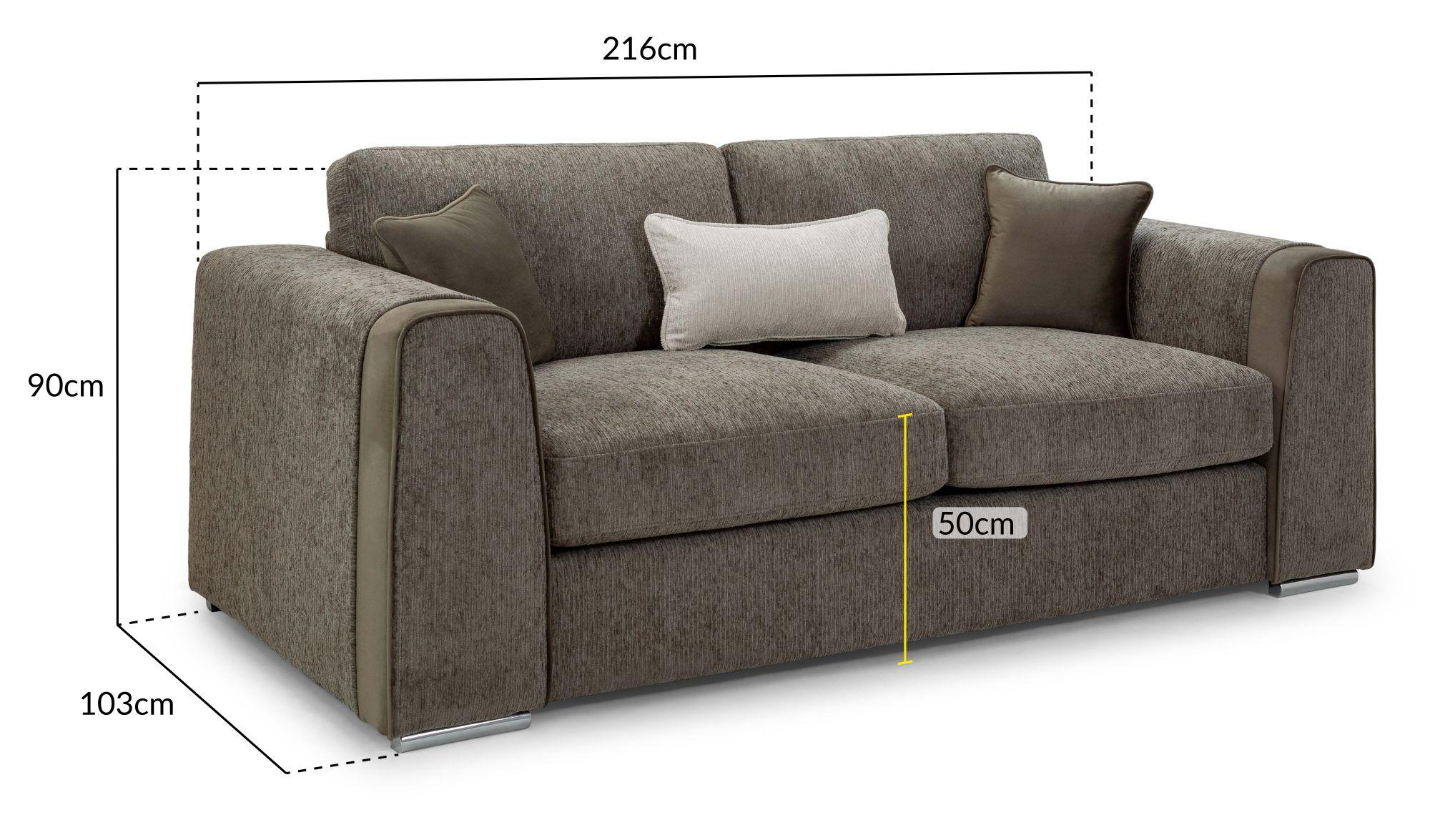 Naples Sofa - Mocha Fabric - 3 Seater