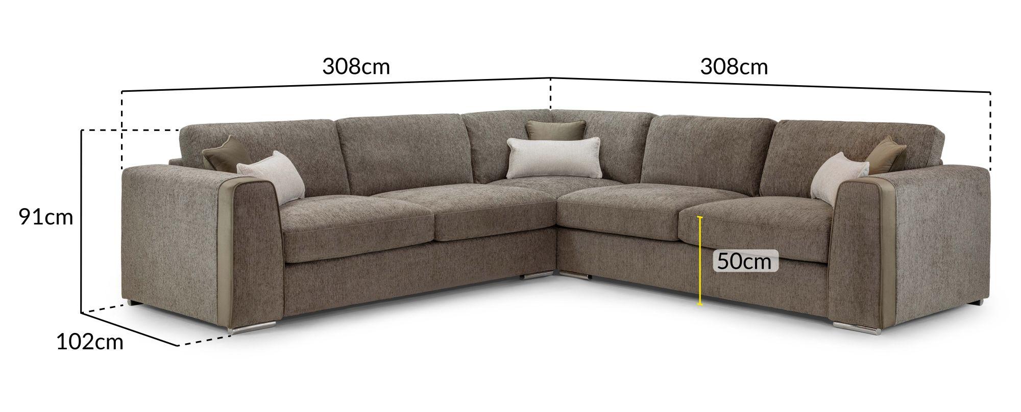 Naples Large Corner Sofa - Mocha Fabric