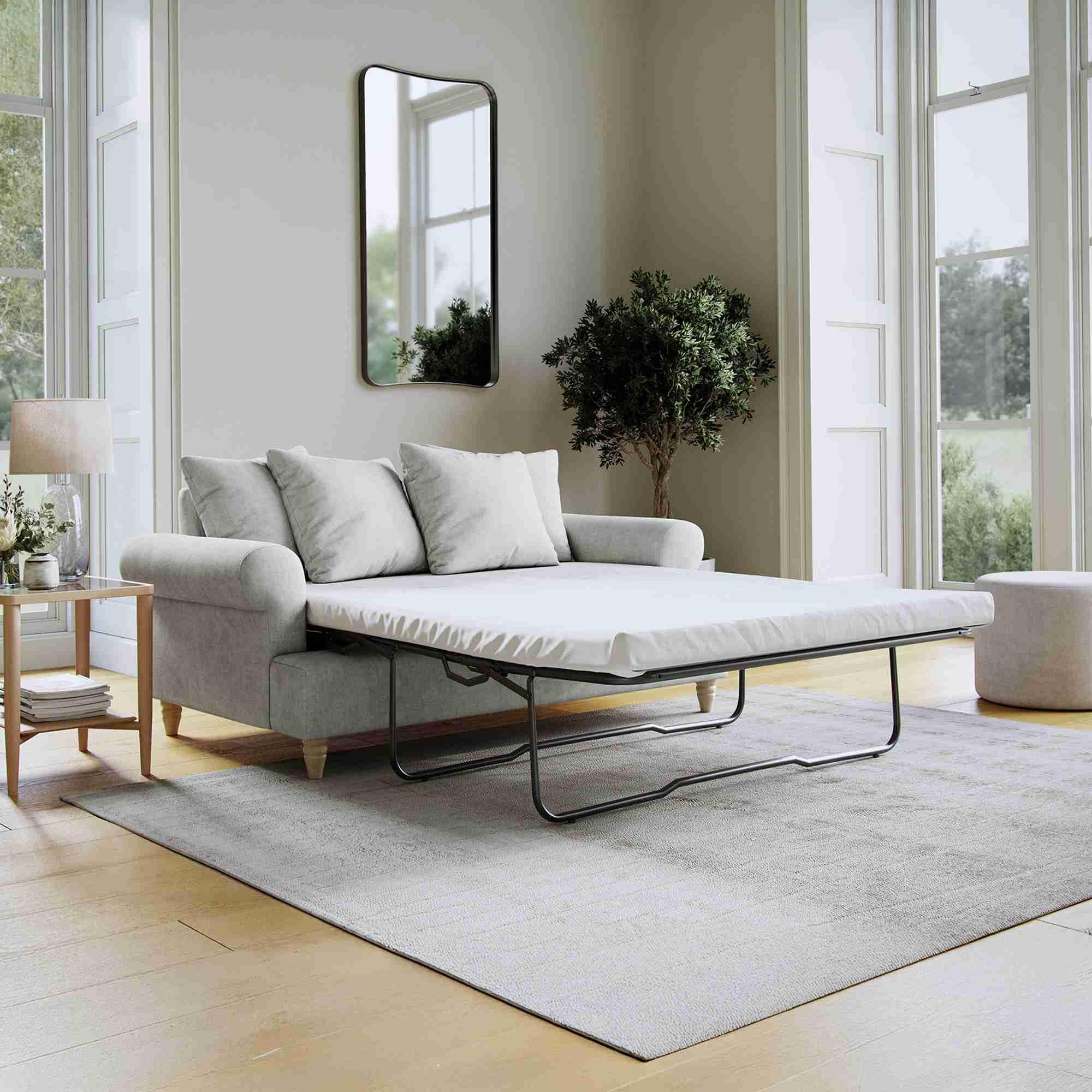Narva Dove Grey Fabric 2 Seater Pull Out Sofa Bed
