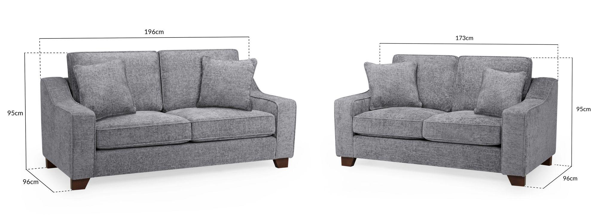 Nebraska Sofa Set - Slate Grey Fabric - 3+2 Seater
