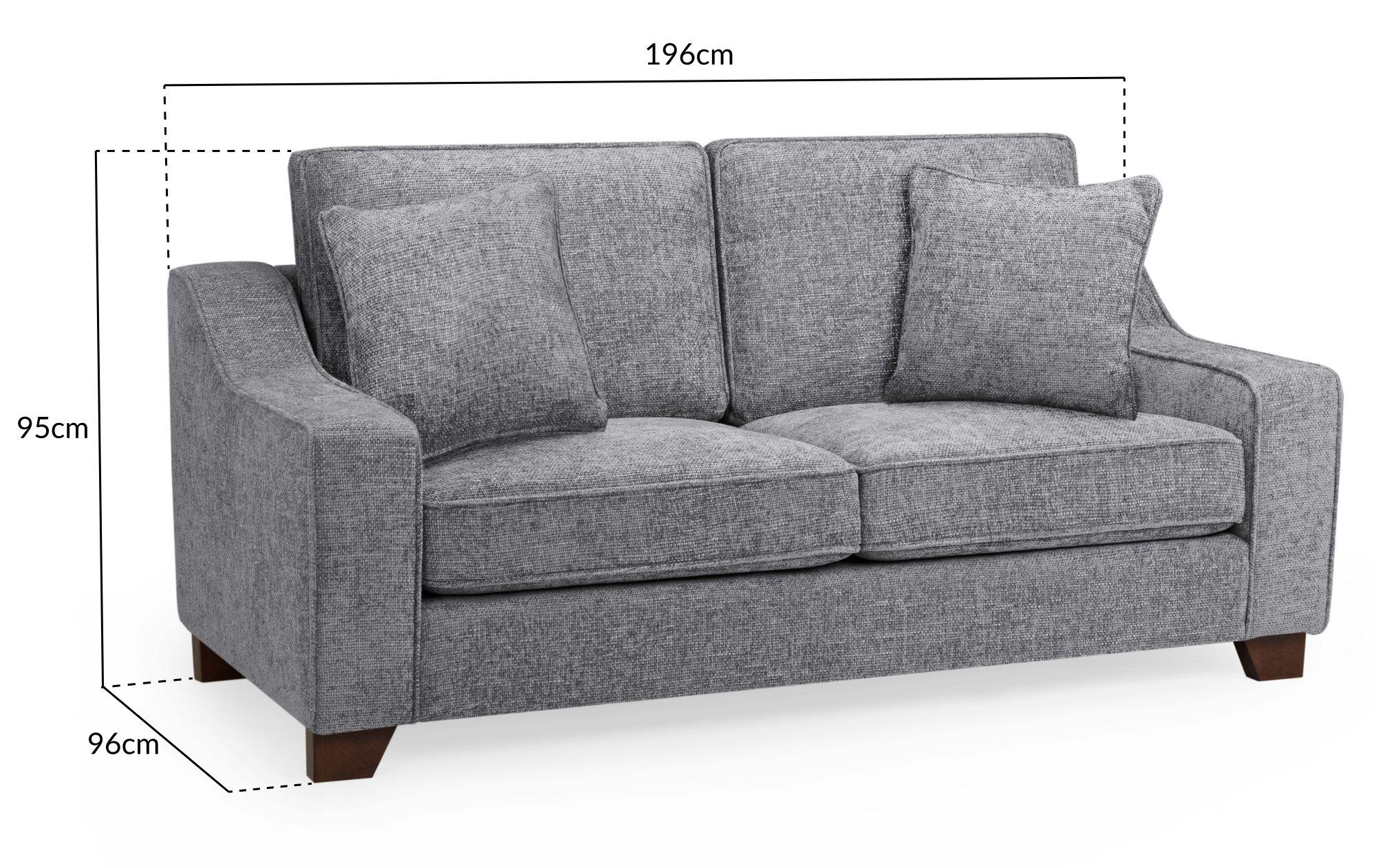 Nebraska Sofa - Slate Grey Fabric - 3 Seater