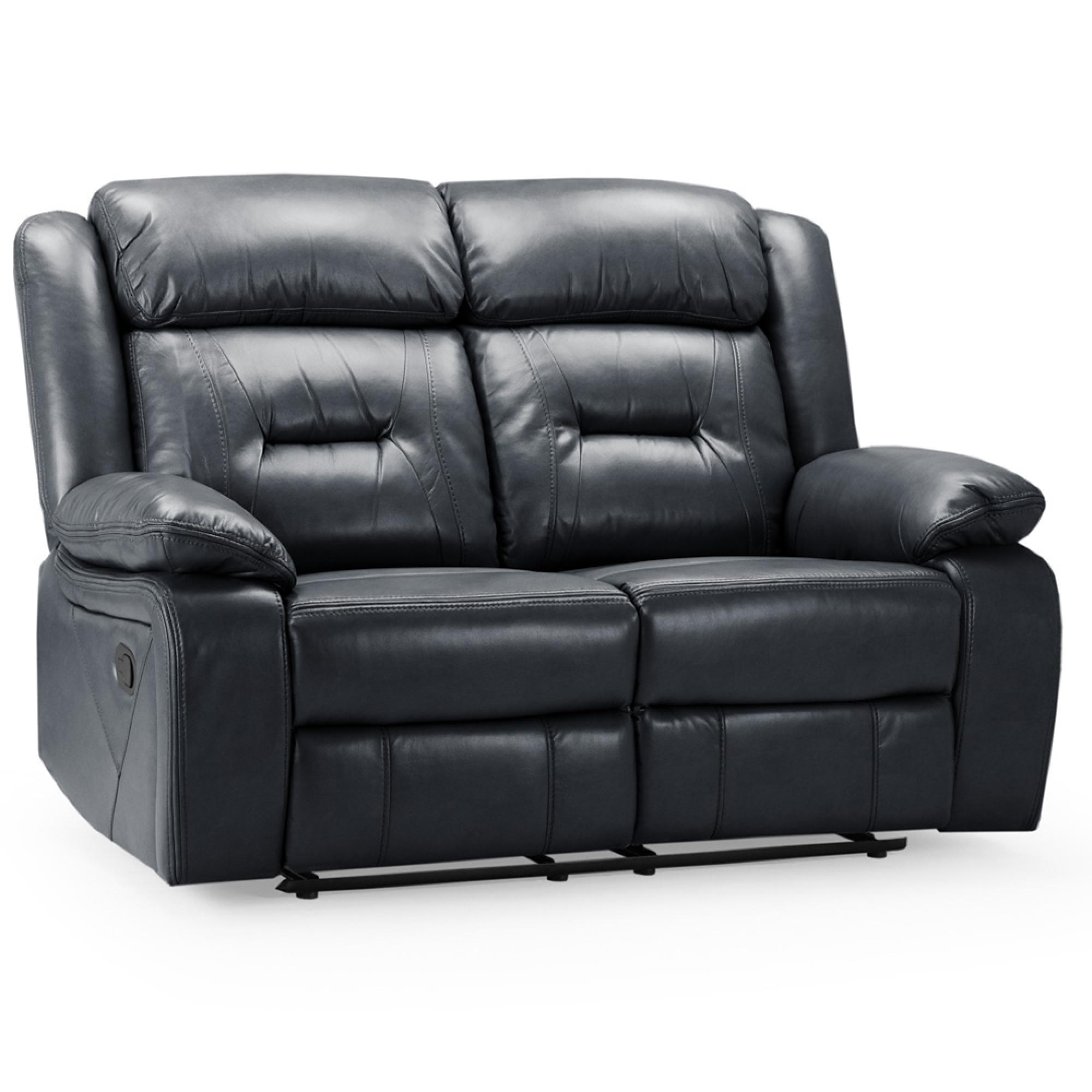 Novie Sofa - Black Faux Leather - 2 Seater
