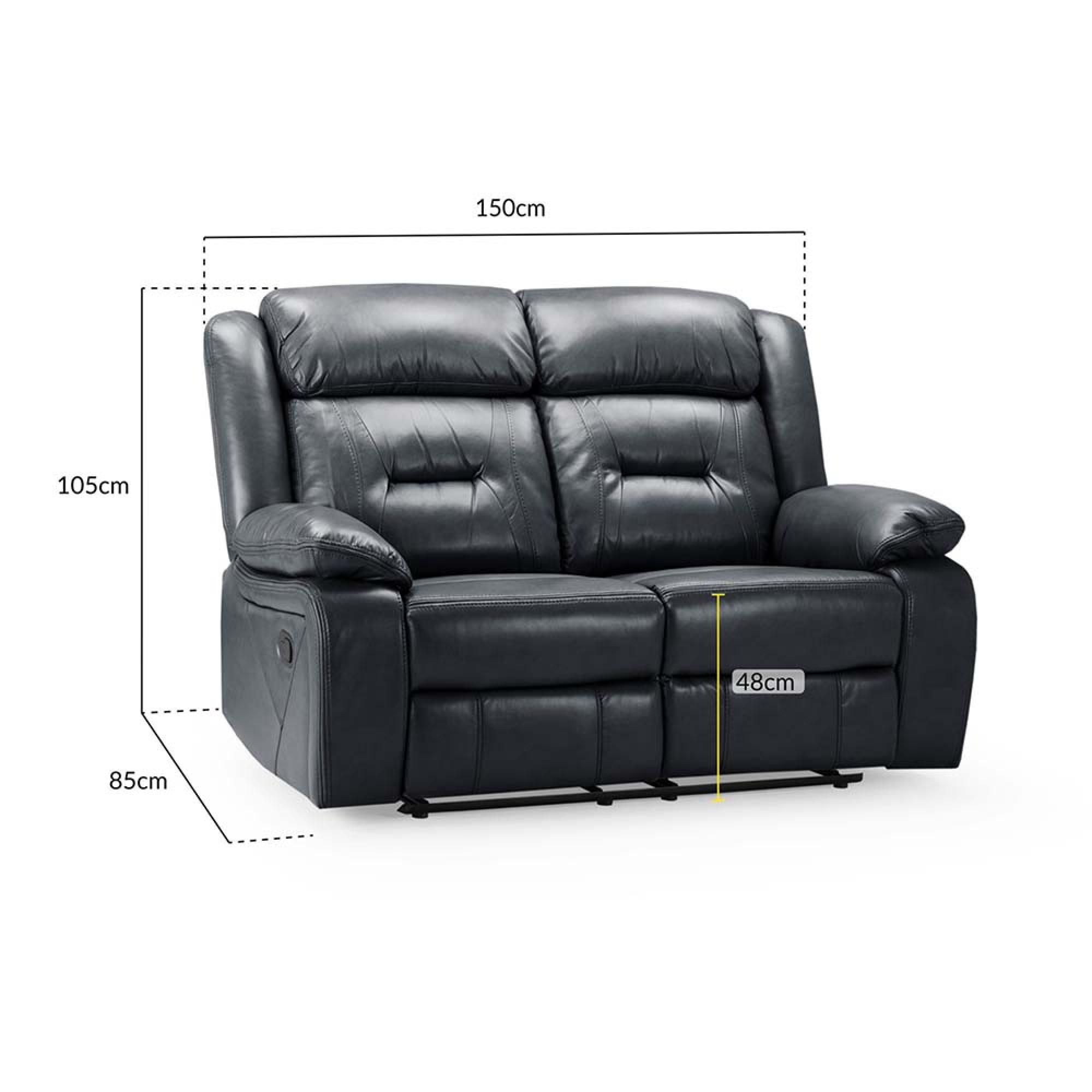 Novie Sofa - Black Faux Leather - 2 Seater