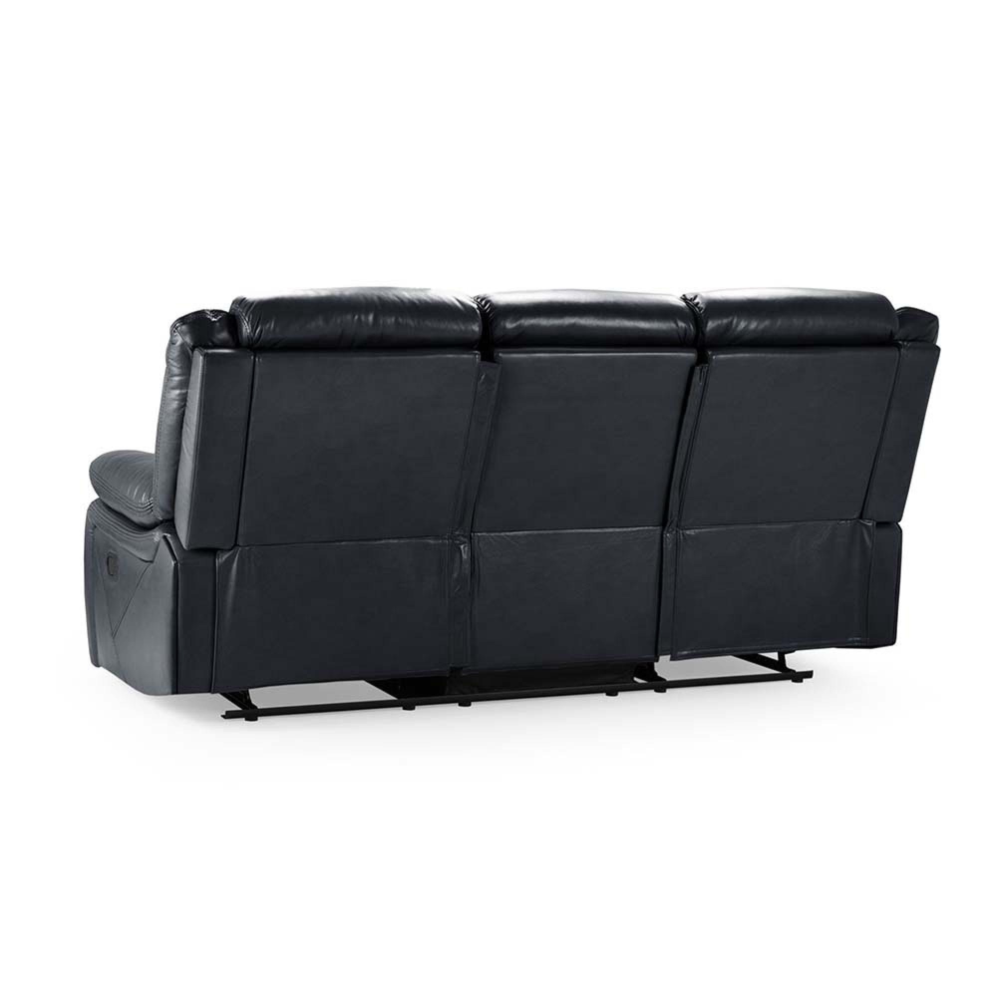 Novie Sofa - Black Faux Leather - 3 Seater