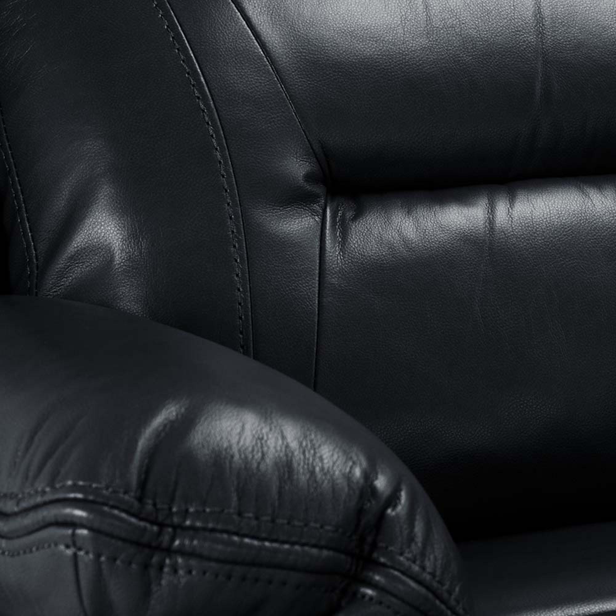Novie Sofa - Black Faux Leather - 3 Seater