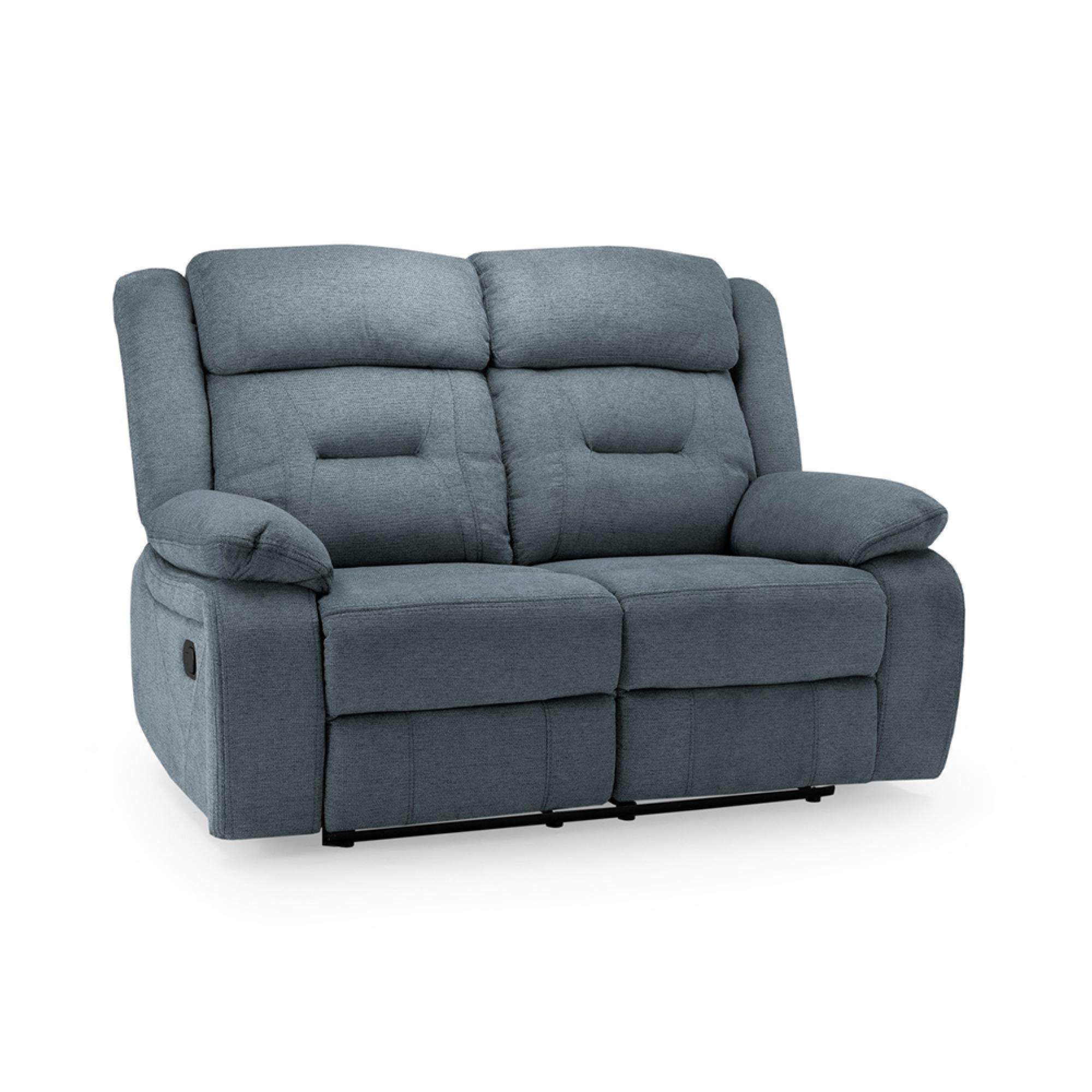 Novie Manual Recliner Sofa - Grey Fabric - 2 Seater