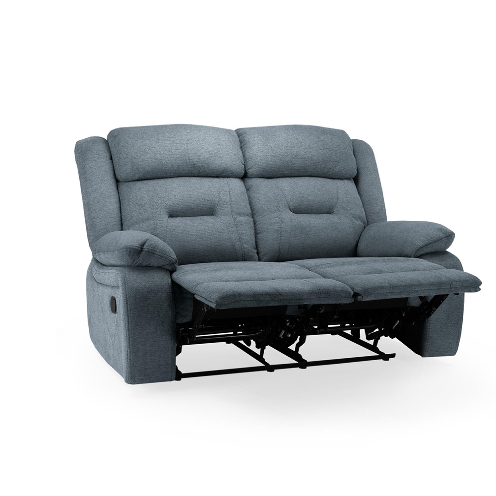 Novie Manual Recliner Sofa - Grey Fabric - 2 Seater