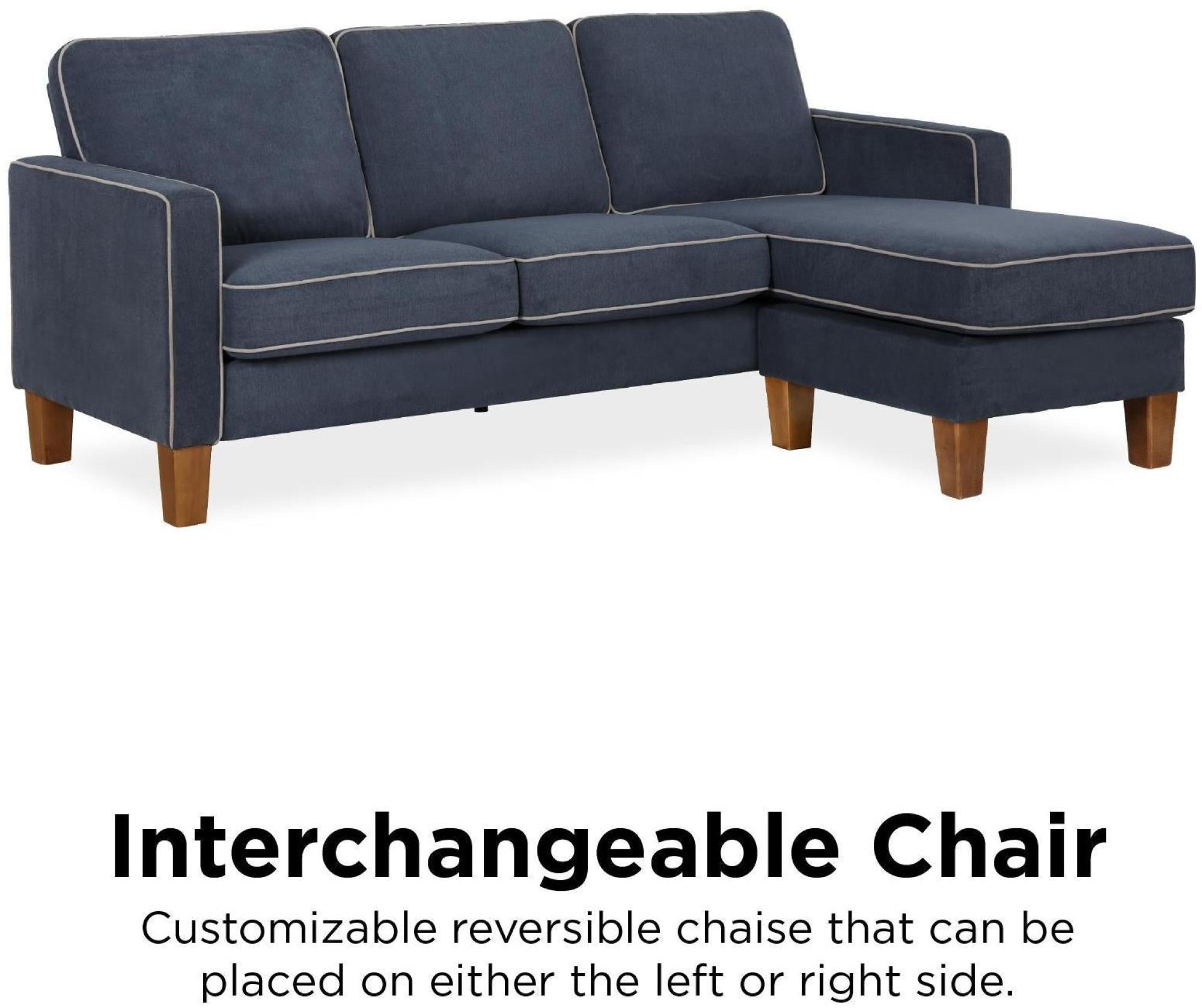 Novogratz Bowen Sectional Sofa - Blue Chenille Fabric - DA036SEC-BLUK