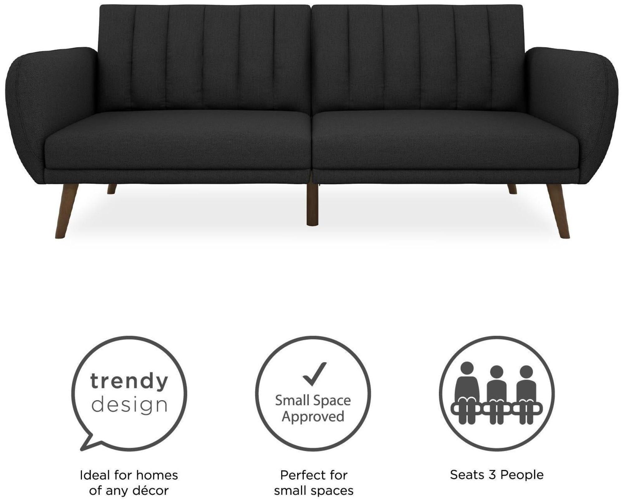 Novogratz Brittany Futon Sofa Bed - Dark Grey Linen - 2115029NUK