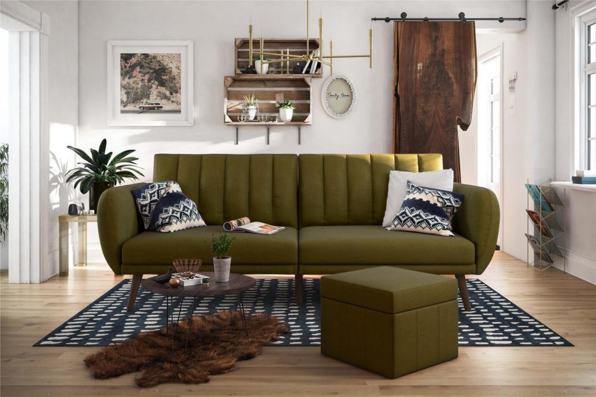 Novogratz Brittany Futon Sofa Bed - Green Linen - 2115329NUK