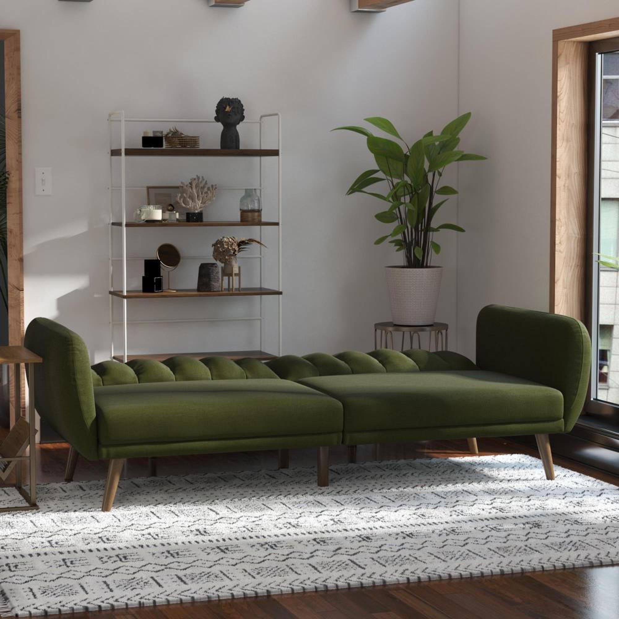 Novogratz Brittany Futon Sofa Bed - Green Linen - 2115329NUK