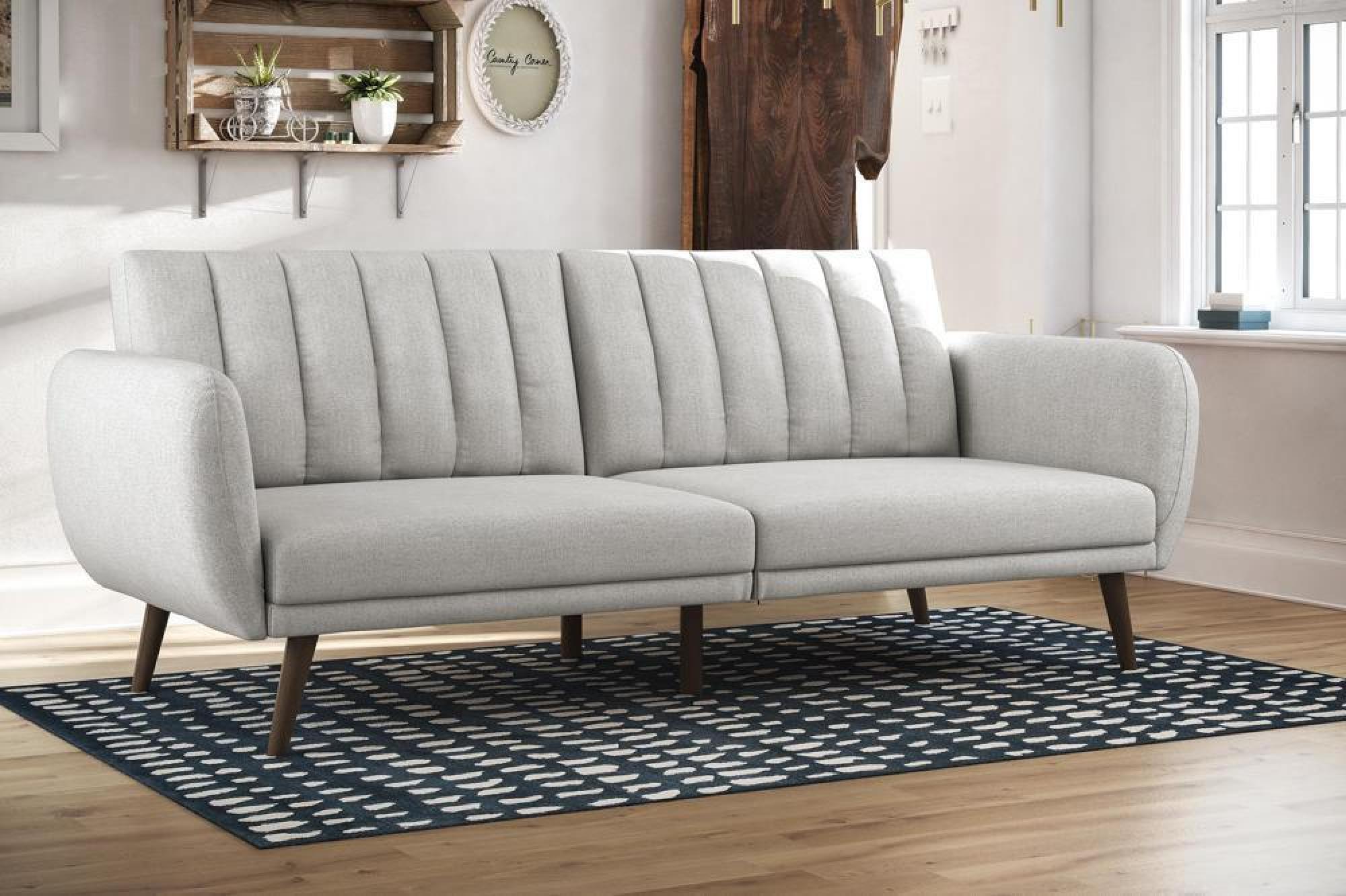 Novogratz Brittany Futon Sofa Bed - Light Grey Linen - 2115429NUK