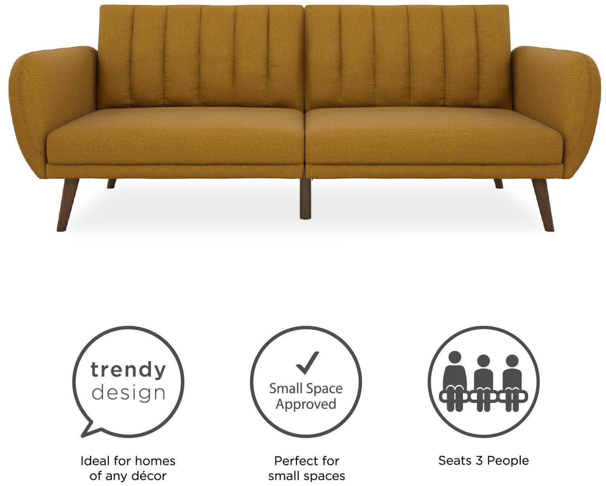 Novogratz Brittany Futon Sofa Bed - Mustard Linen - 2115929NUK