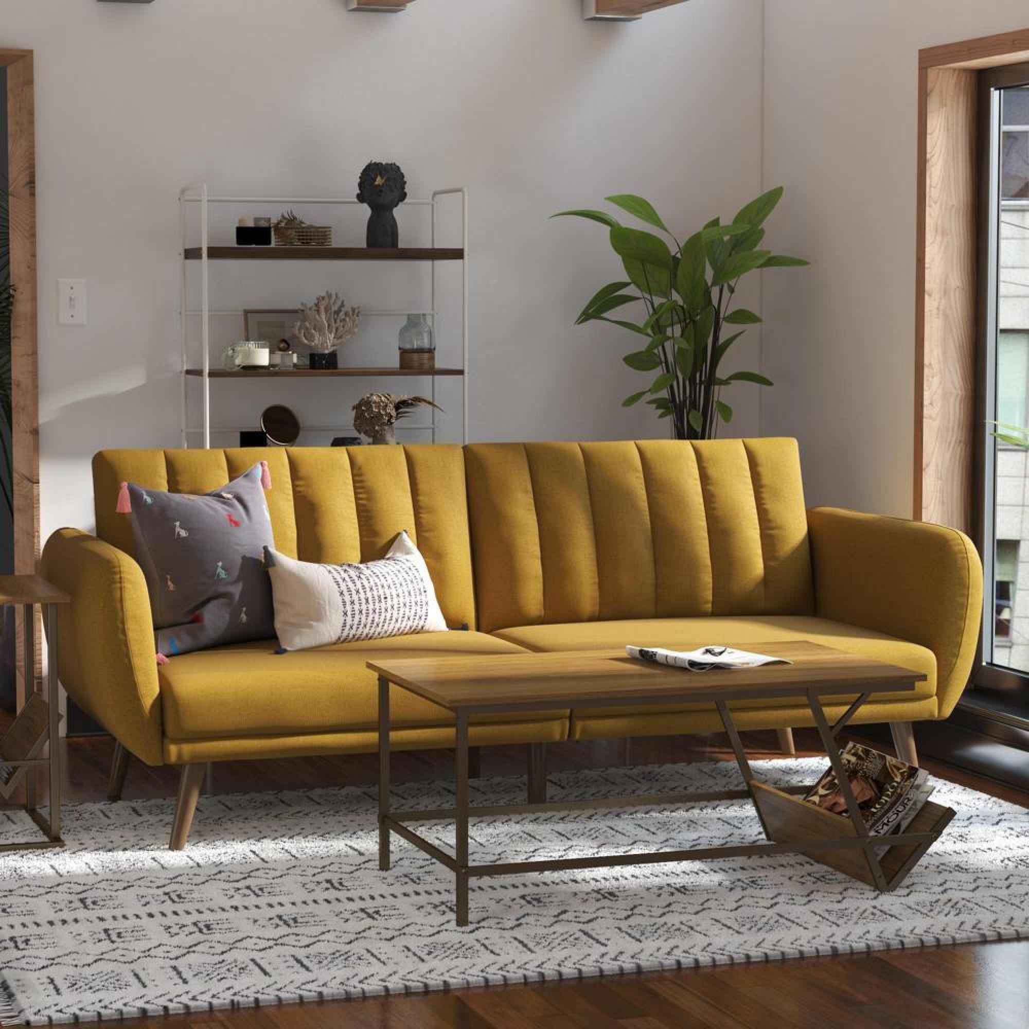 Novogratz Brittany Futon Sofa Bed - Mustard Linen - 2115929NUK
