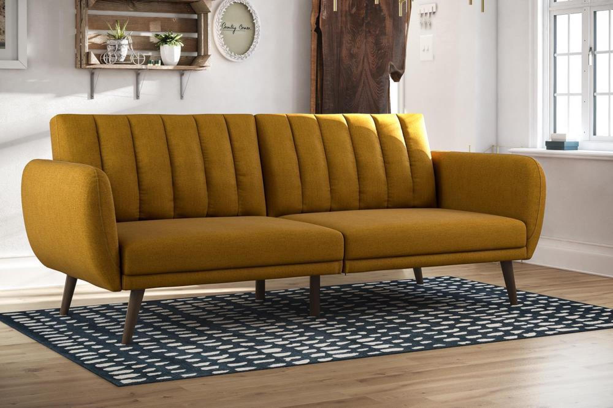 Novogratz Brittany Futon Sofa Bed - Mustard Linen - 2115929NUK