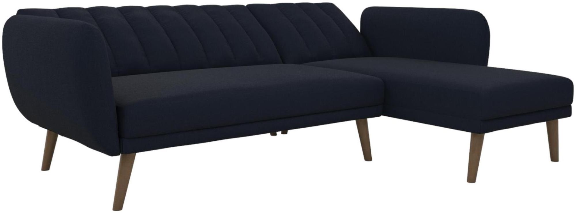 Novogratz Brittany Sectional Futon Sofa Bed - Navy Blue Linen - 2276629NUK