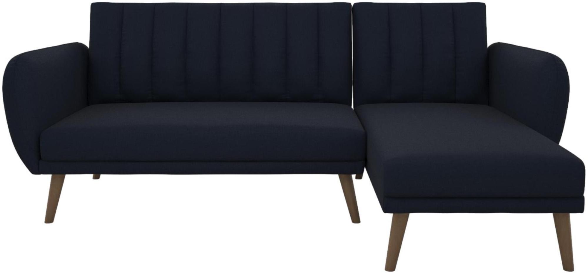 Novogratz Brittany Sectional Futon Sofa Bed - Navy Blue Linen - 2276629NUK