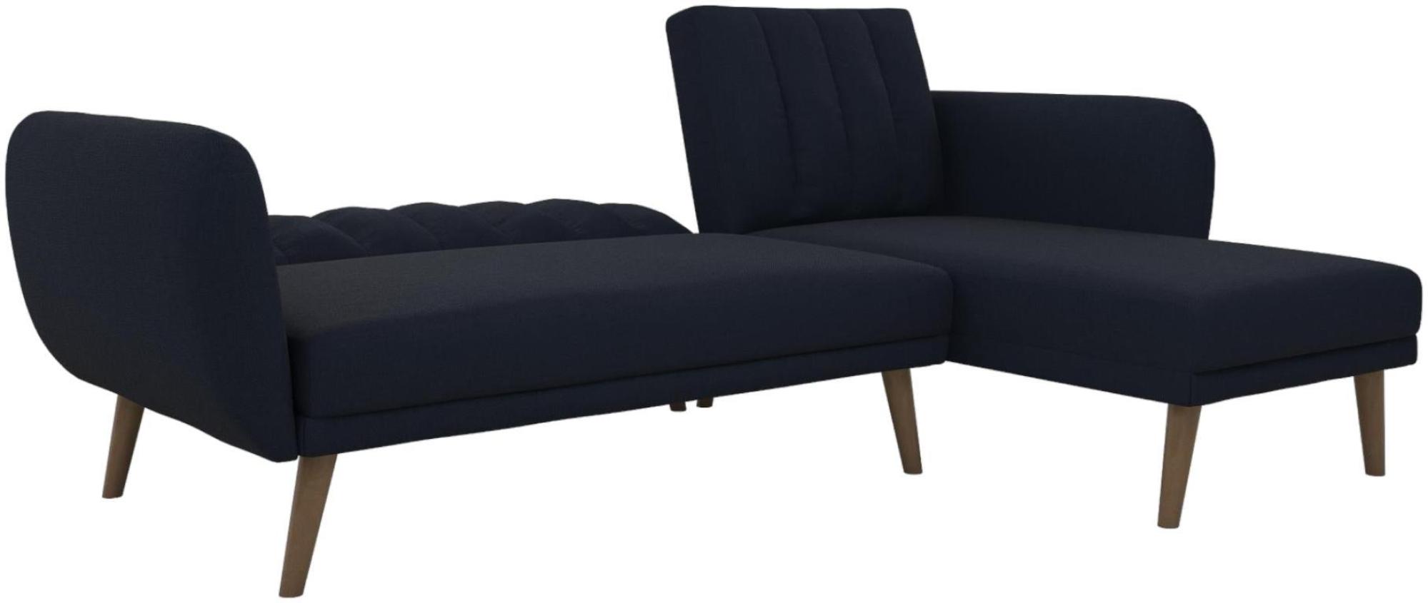 Novogratz Brittany Sectional Futon Sofa Bed - Navy Blue Linen - 2276629NUK